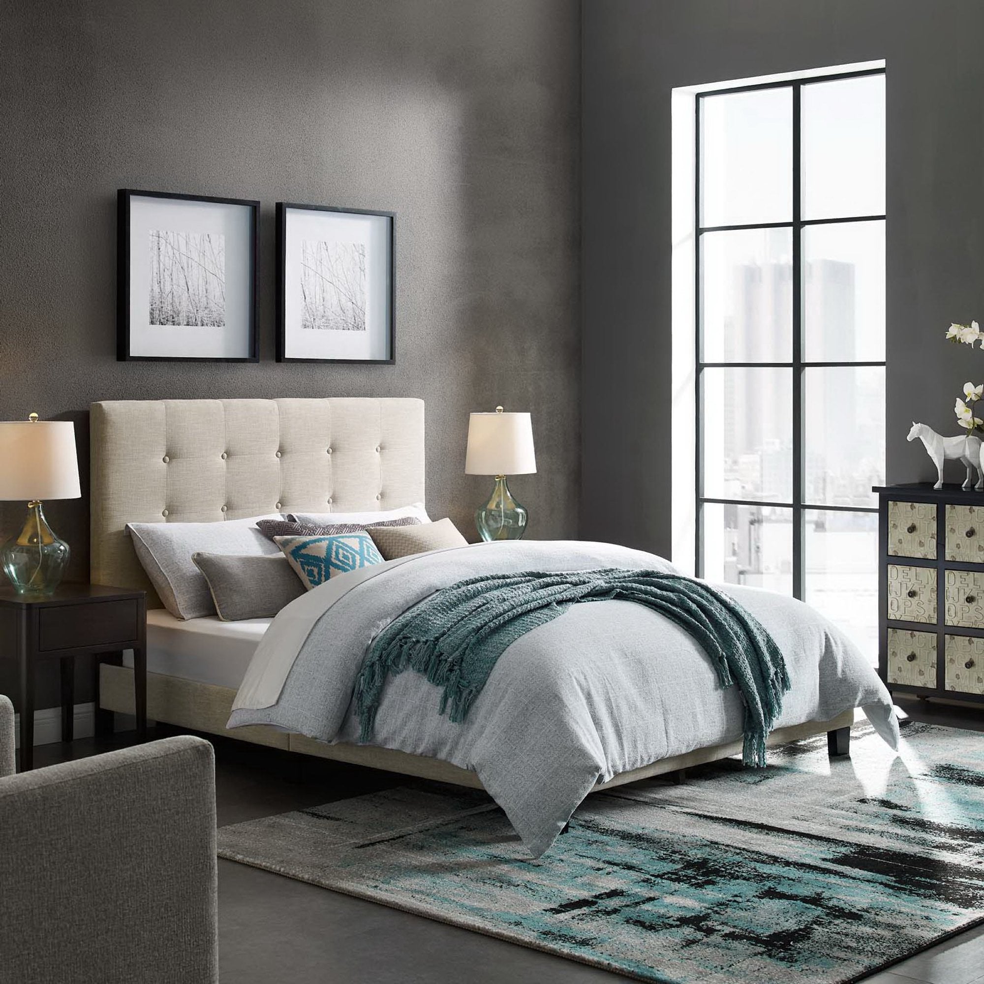 Melanie Tufted Button Upholstered Fabric Queen Platform Bed by Modway