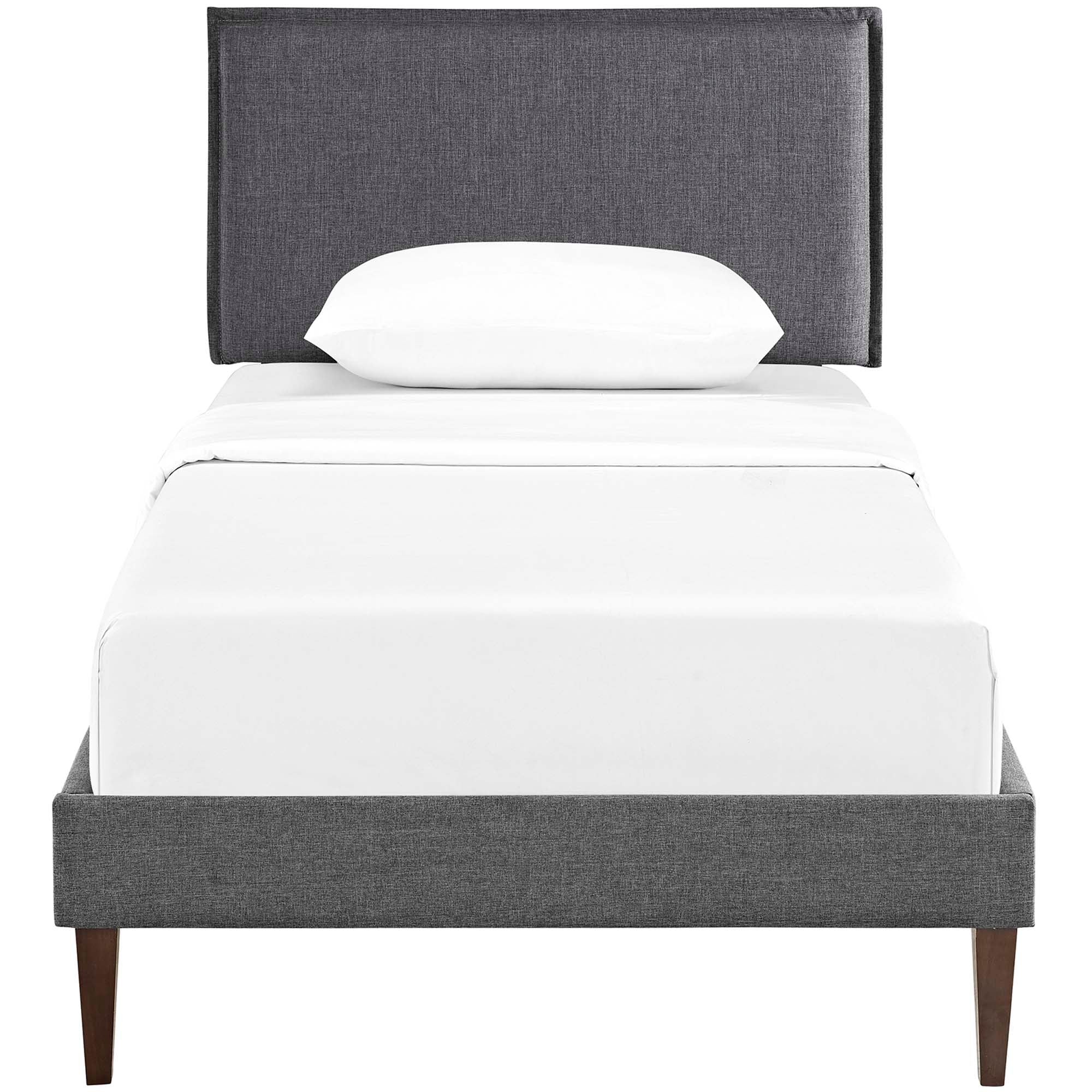 Amaris Fabric Twin Platform Bed with Squared Tapered Legs by Modway