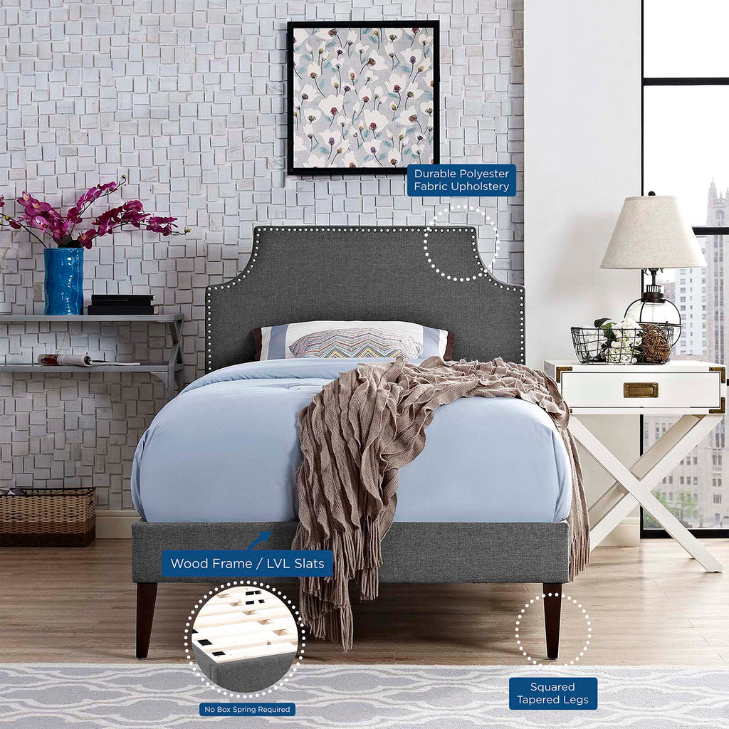 Corene Fabric Twin Platform Bed with Squared Tapered Legs by Modway