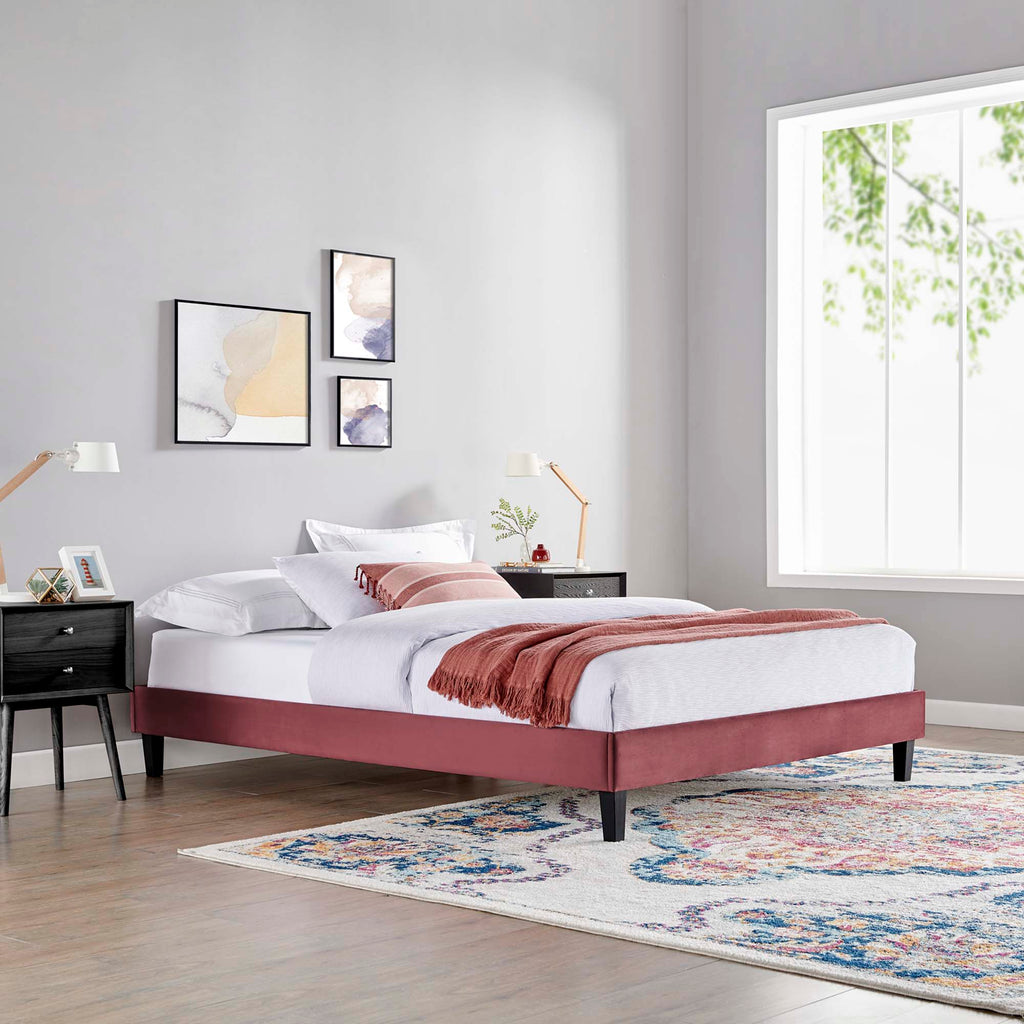 Reign Performance Velvet Twin Platform Bed Frame by Modway