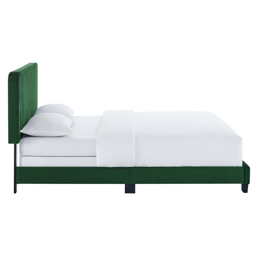 Celine Channel Tufted Performance Velvet Queen Bed by Modway