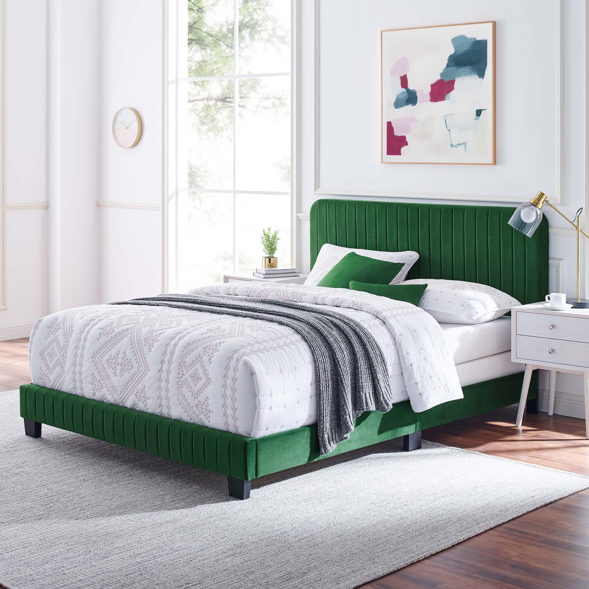 Celine Channel Tufted Performance Velvet Queen Bed by Modway