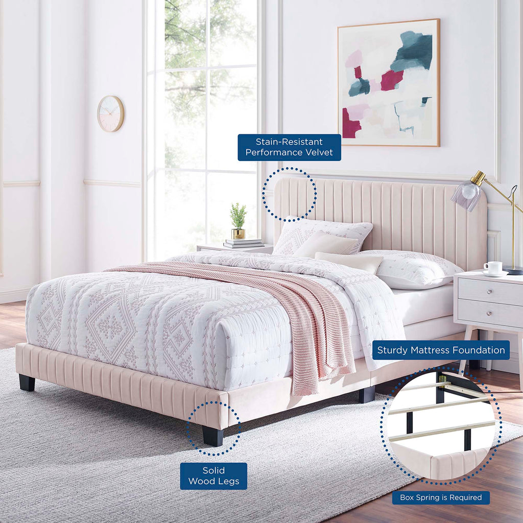 Celine Channel Tufted Performance Velvet Queen Bed by Modway