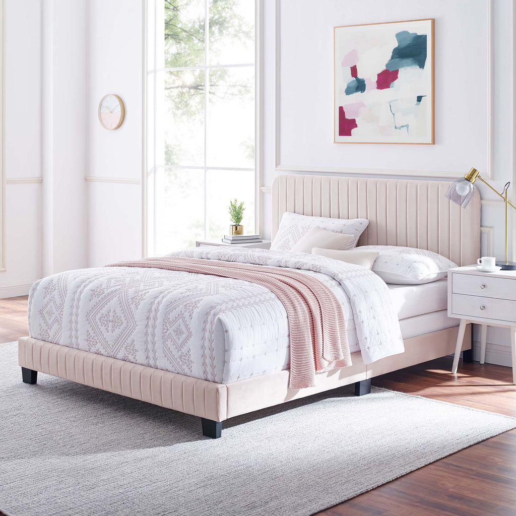 Celine Channel Tufted Performance Velvet Queen Bed by Modway