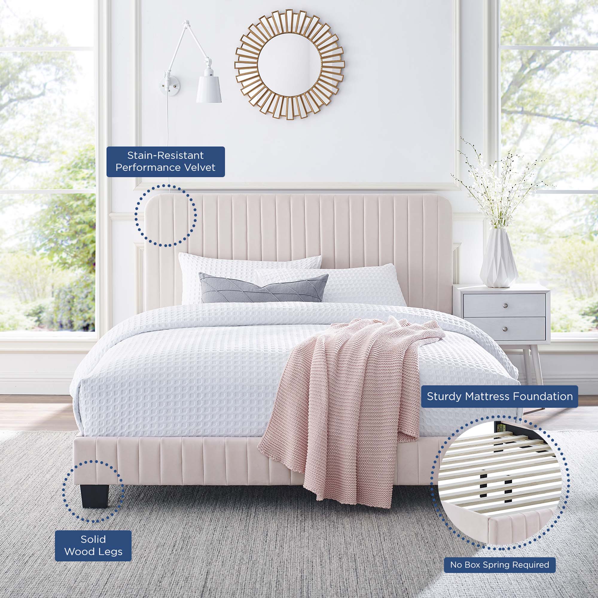 Celine Channel Tufted Performance Velvet Twin Platform Bed by Modway