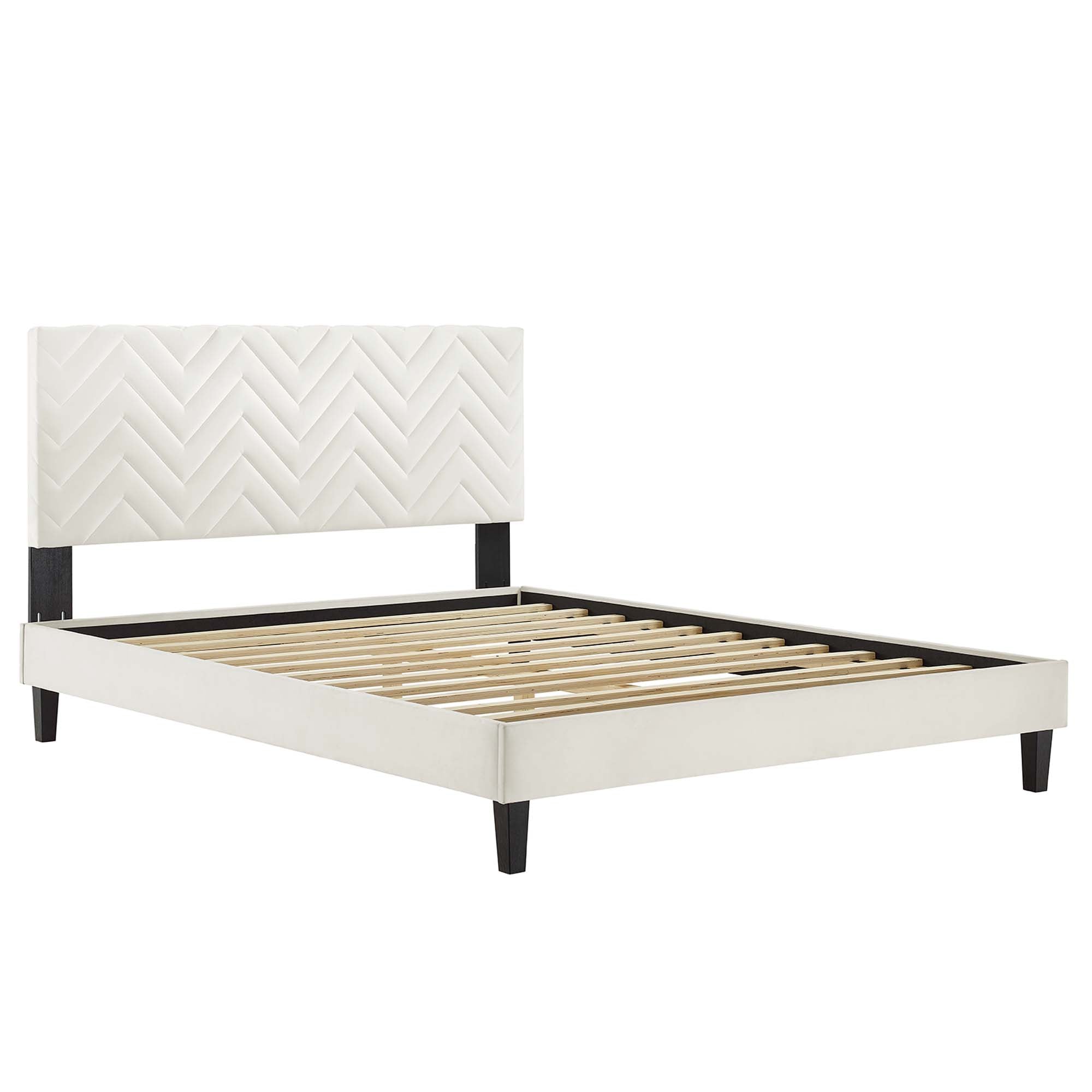 Leah Chevron Tufted Performance Velvet Twin Platform Bed by Modway