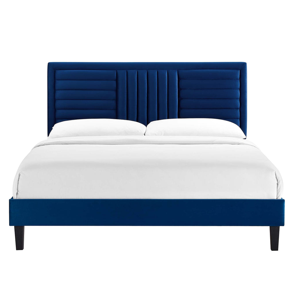 Sofia Channel Tufted Performance Velvet Full Platform Bed by Modway