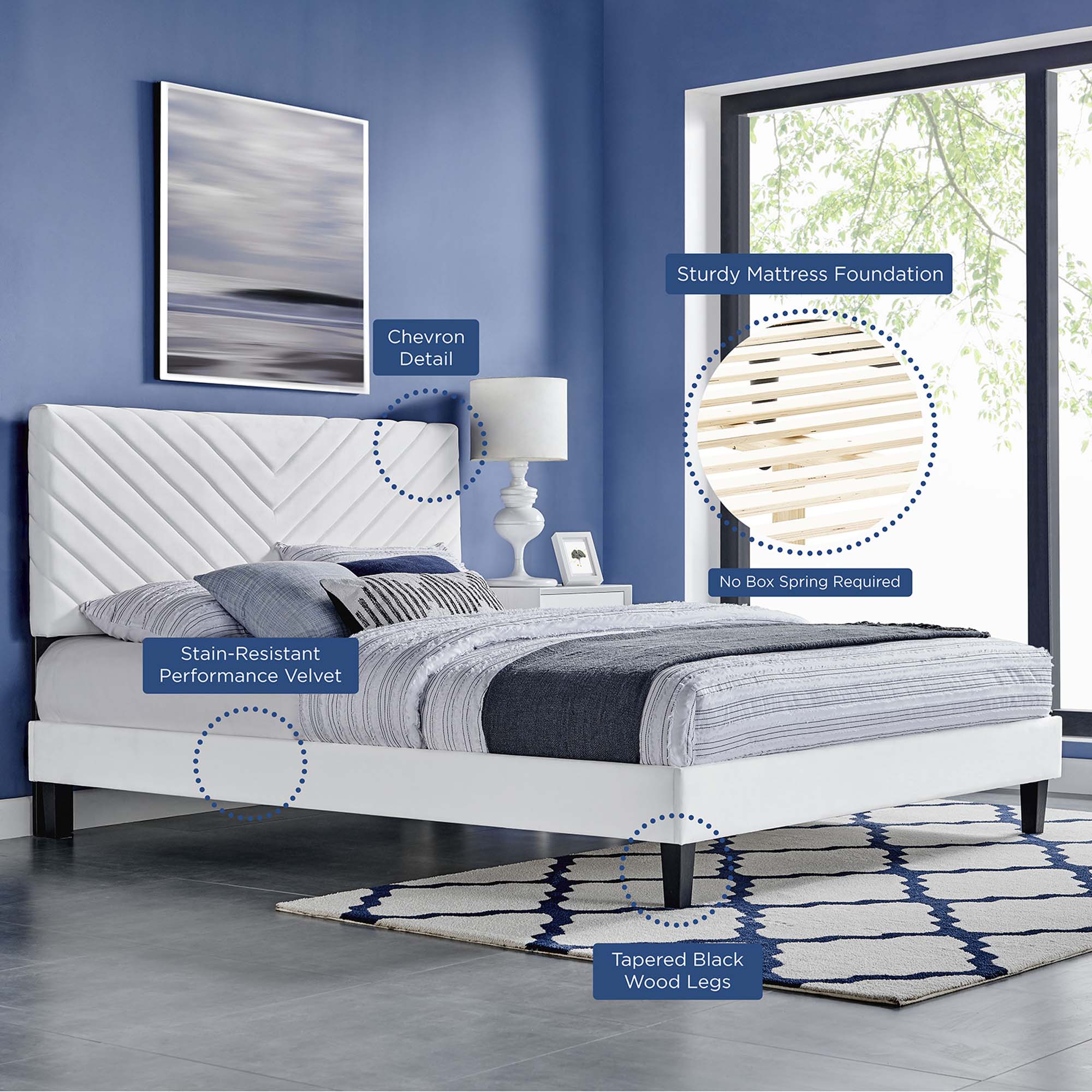 Roxanne Performance Velvet Full Platform Bed by Modway