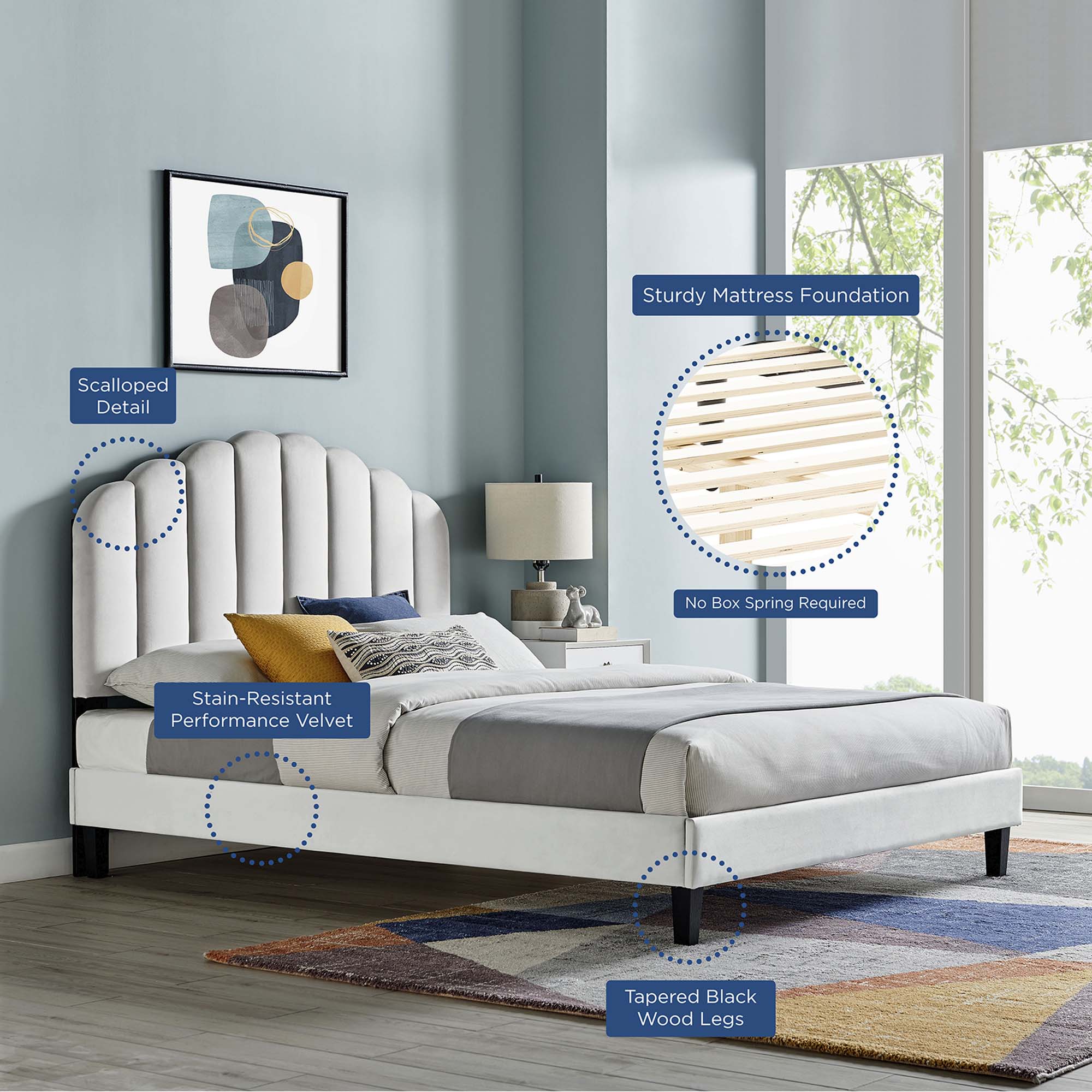Daisy Performance Velvet Full Platform Bed by Modway