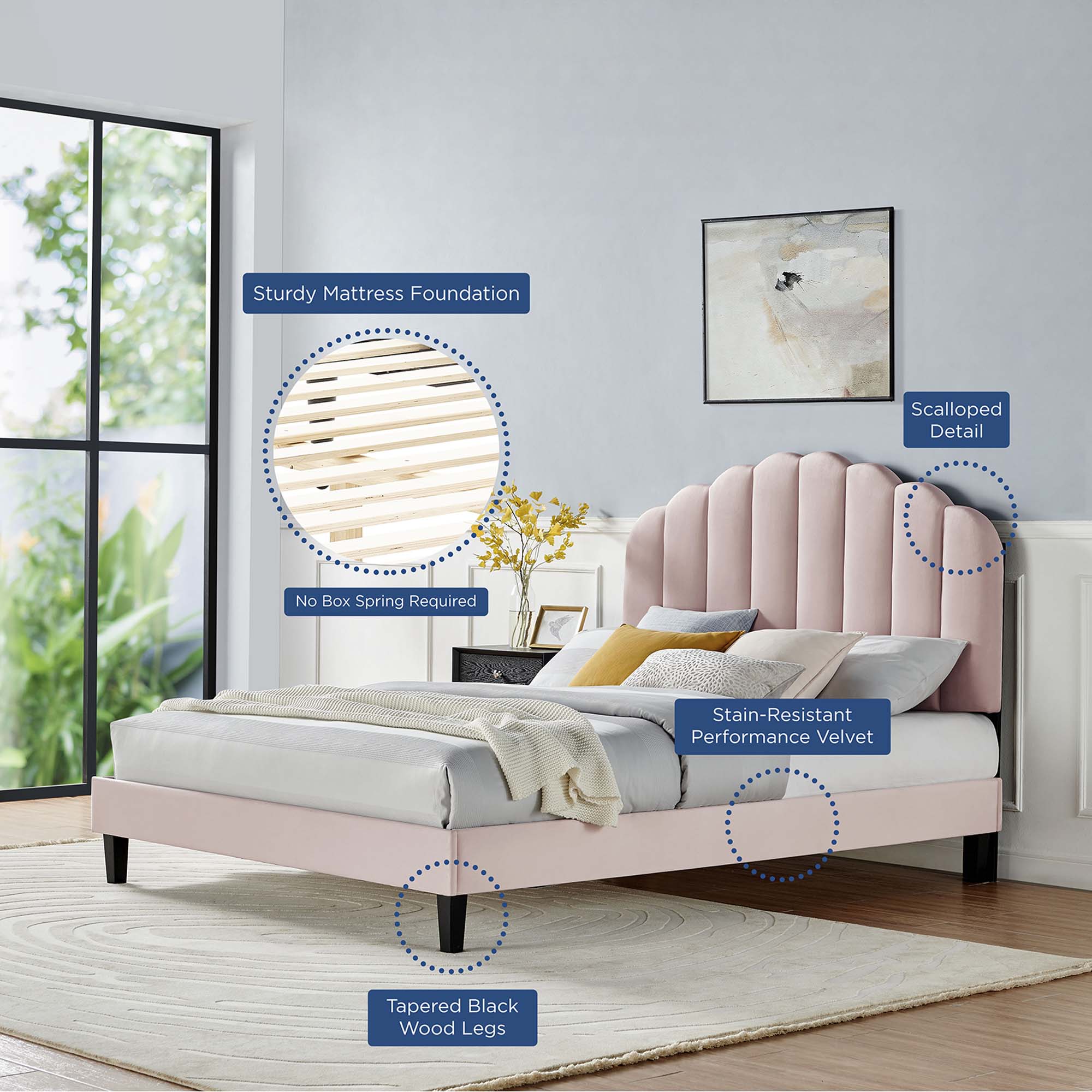 Daisy Performance Velvet Full Platform Bed by Modway