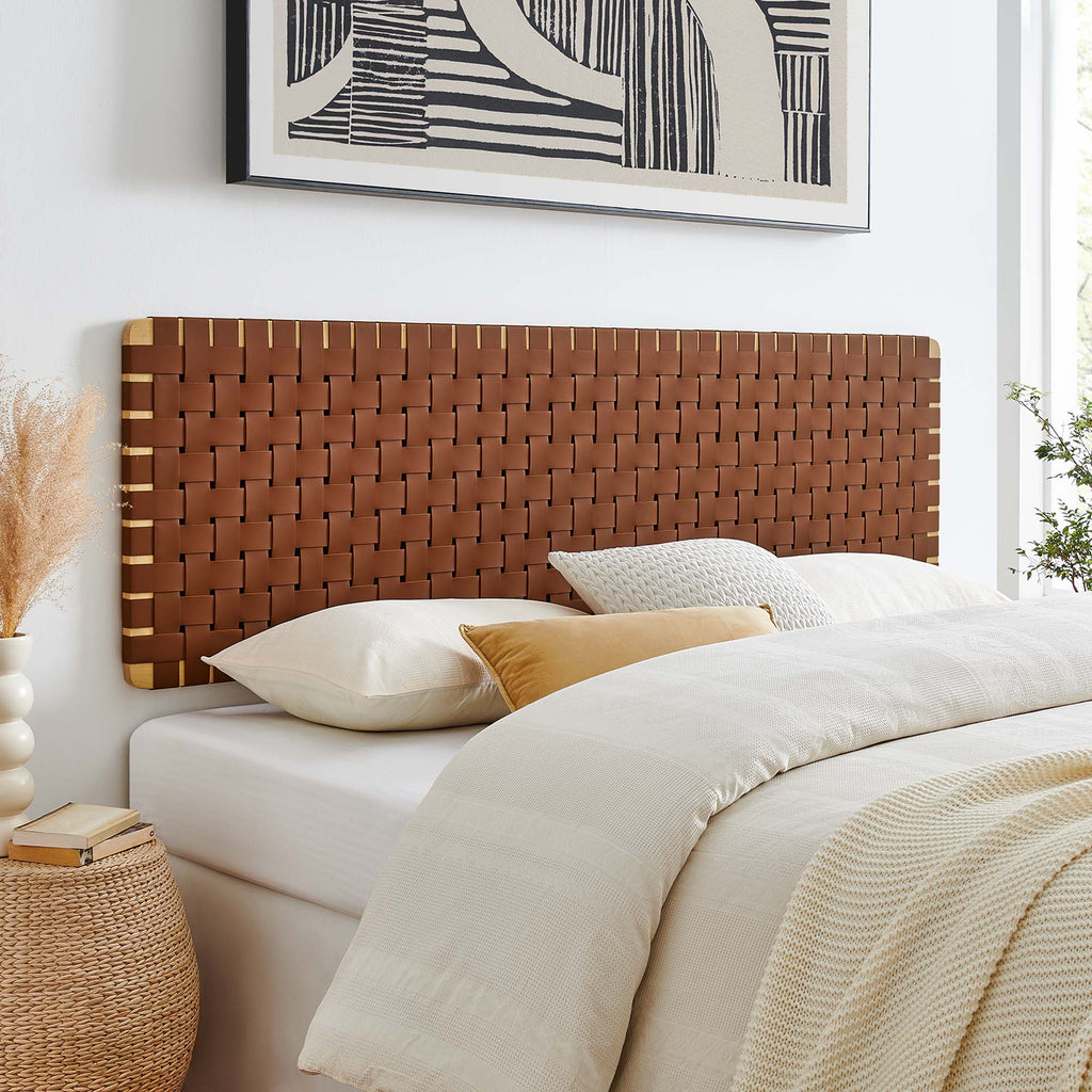 Sparta Weave Wall-Mount Vegan Leather King Headboard