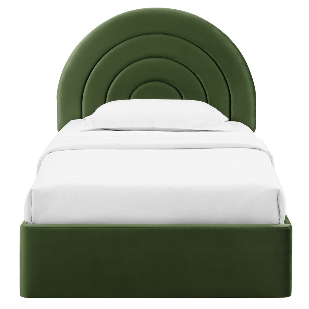 Solana Arched Performance Velvet Twin Platform Bed