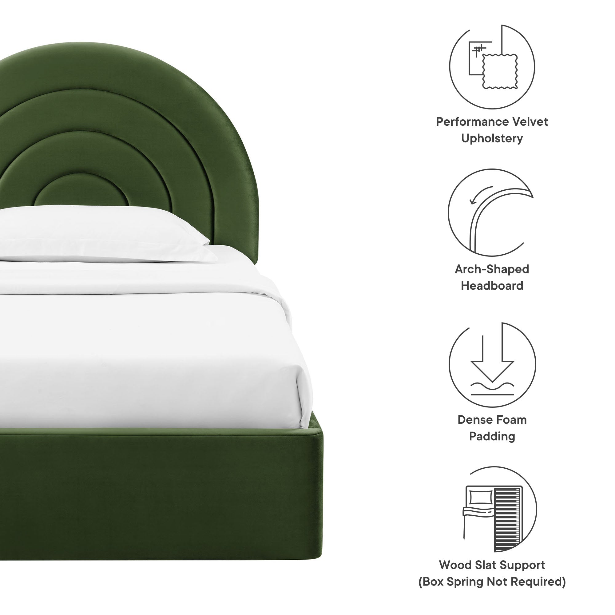 Solana Arched Performance Velvet Twin Platform Bed