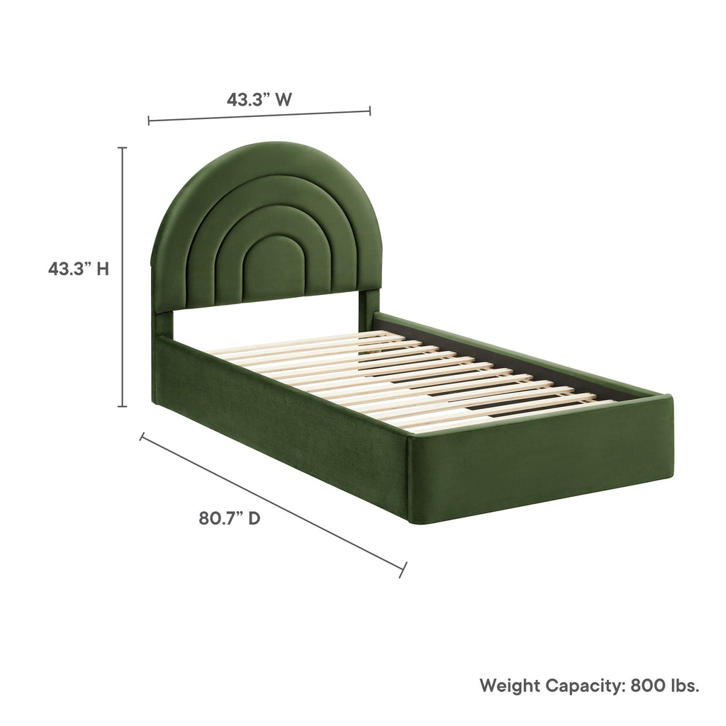 Solana Arched Performance Velvet Twin Platform Bed