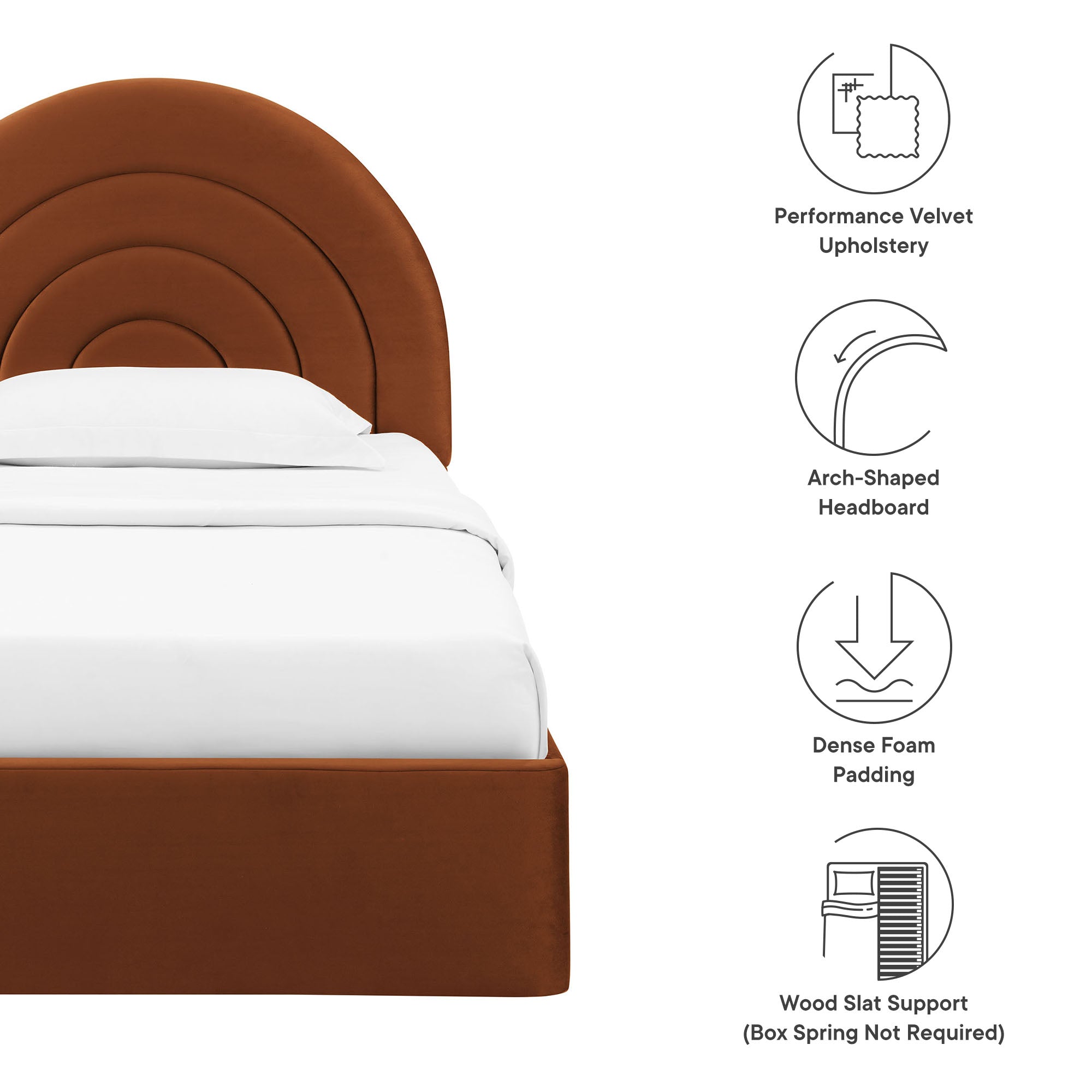 Solana Arched Performance Velvet Twin Platform Bed