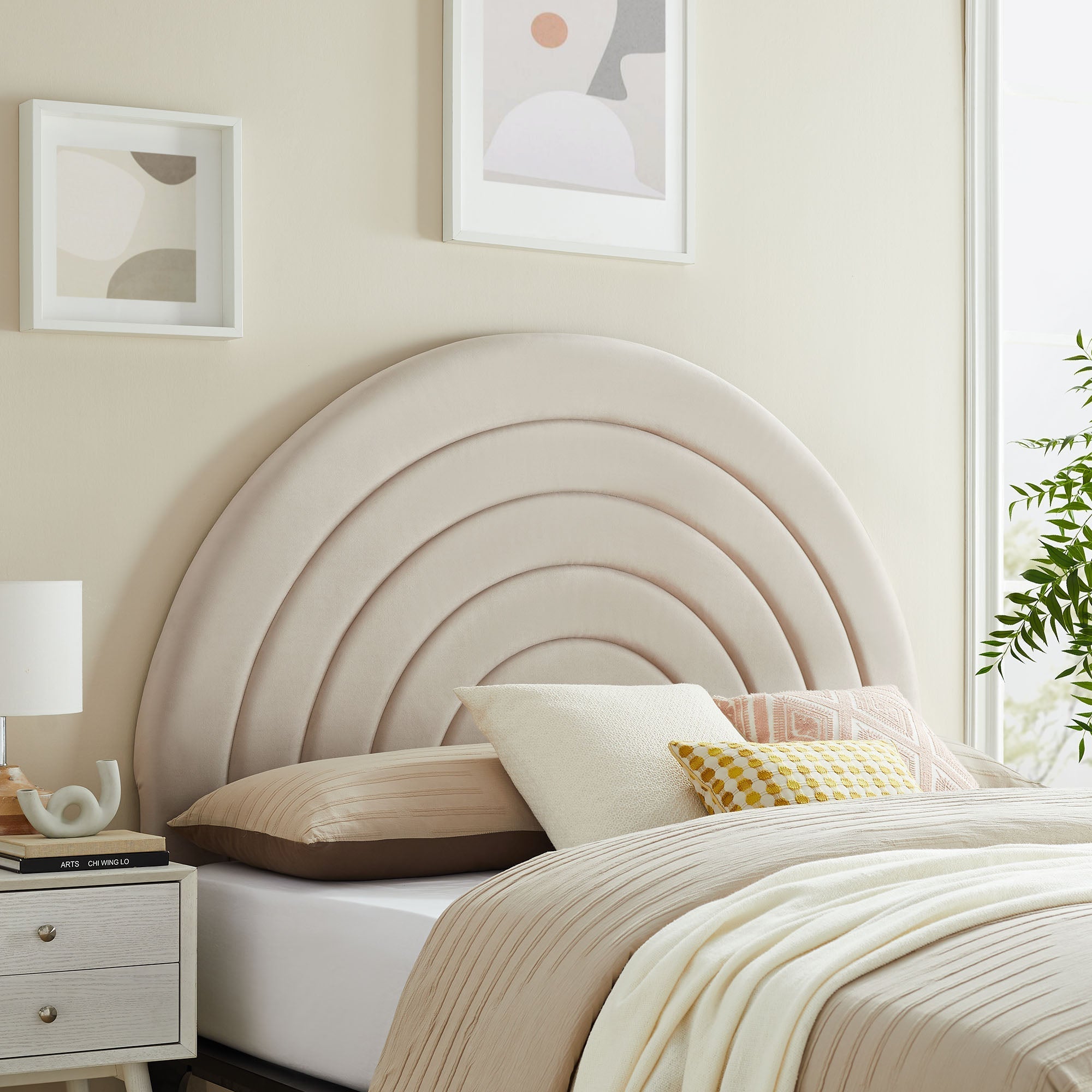 Solana Arched Performance Velvet Queen Headboard