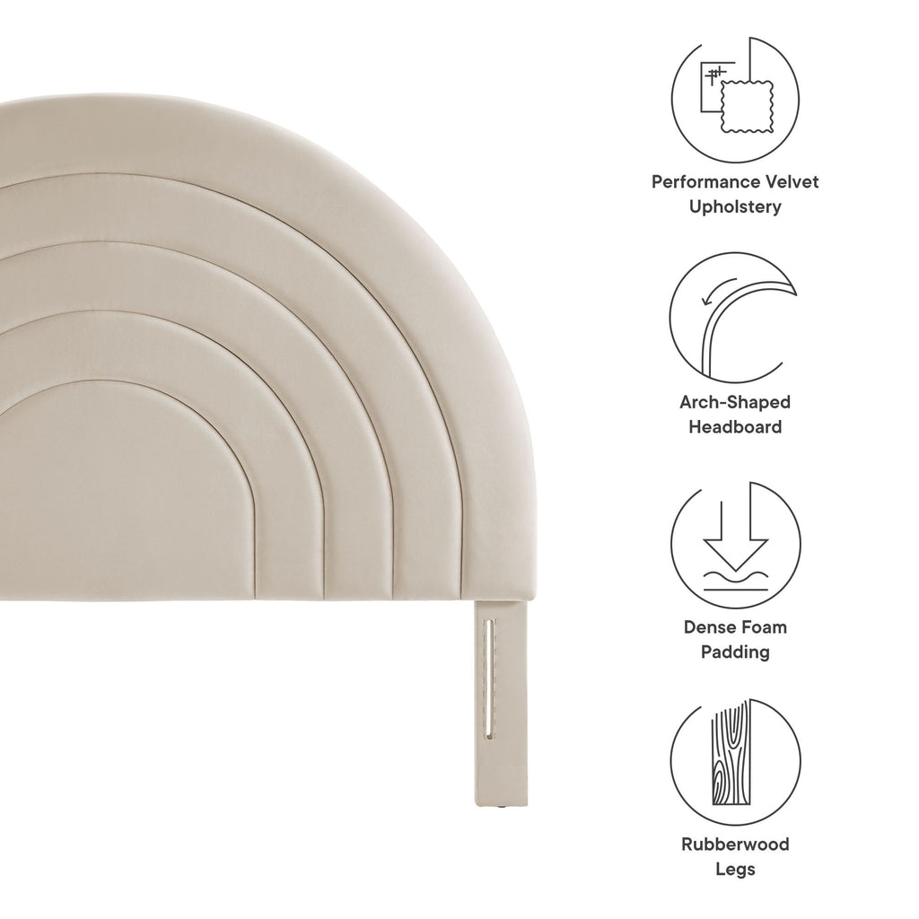 Solana Arched Performance Velvet Queen Headboard