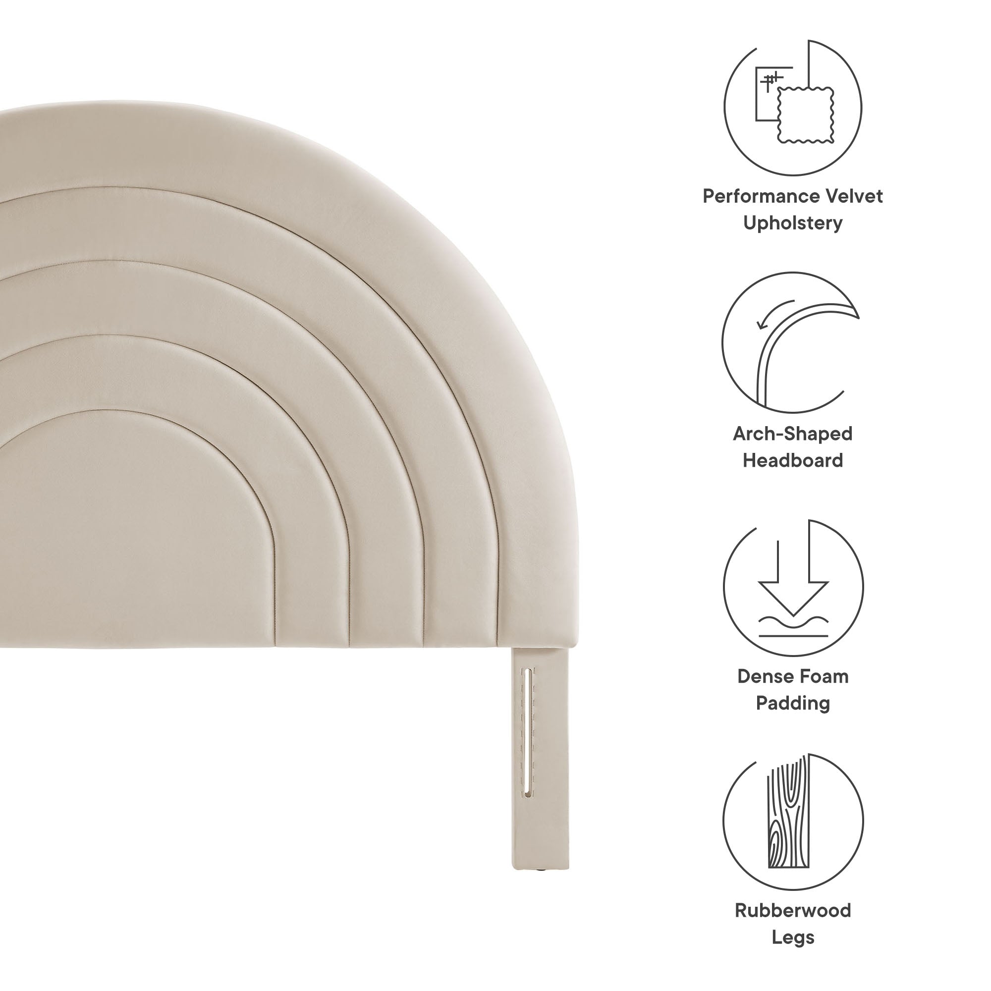Solana Arched Performance Velvet Queen Headboard