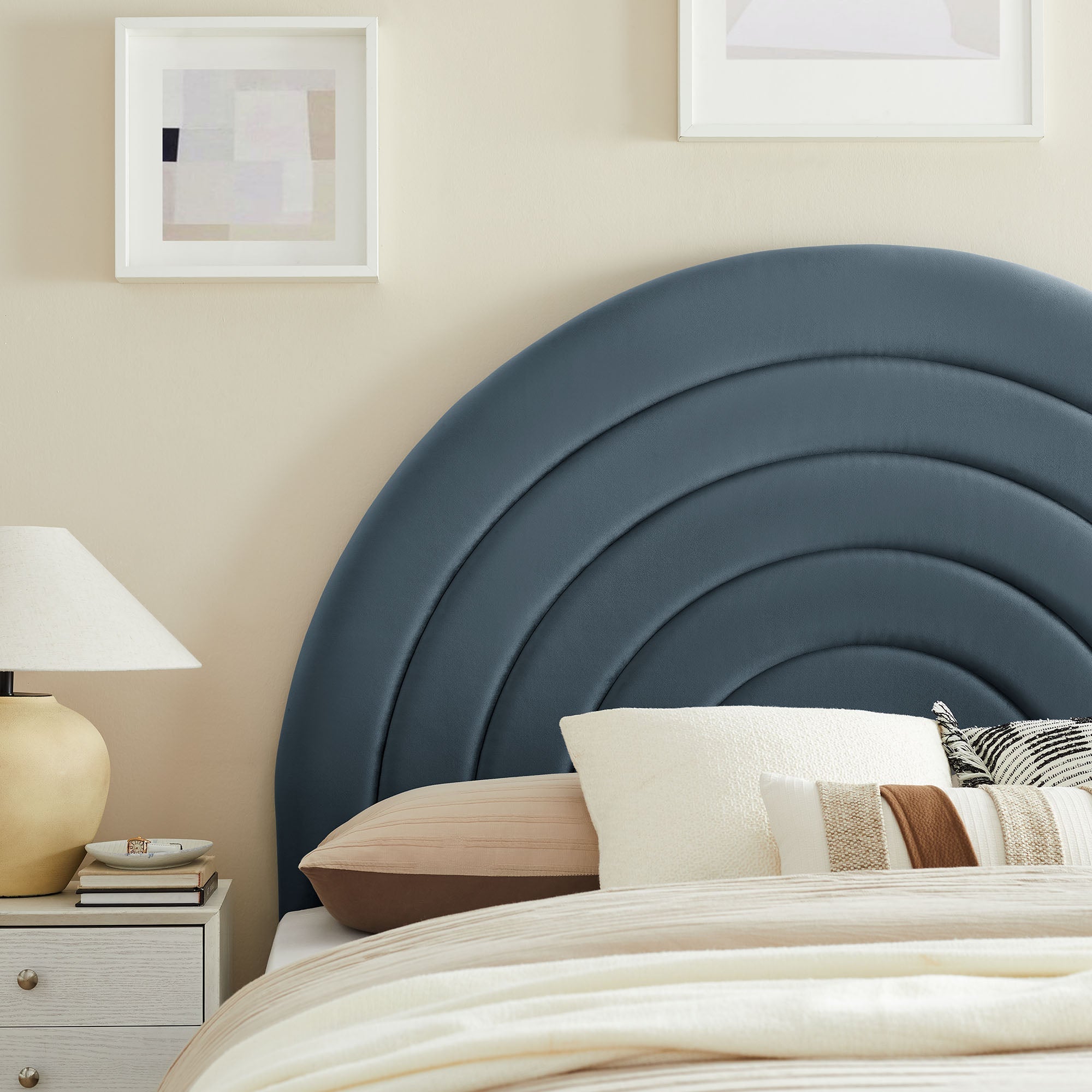 Solana Arched Performance Velvet Queen Headboard