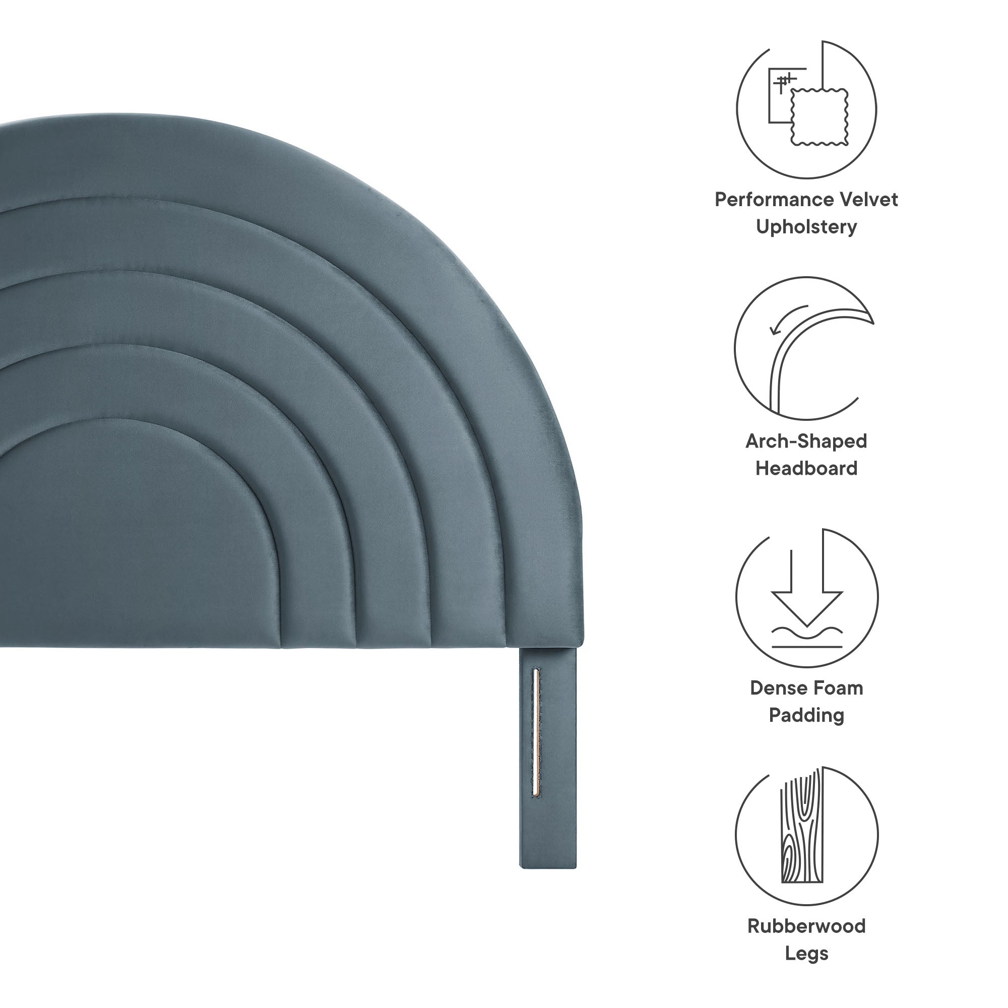 Solana Arched Performance Velvet Queen Headboard