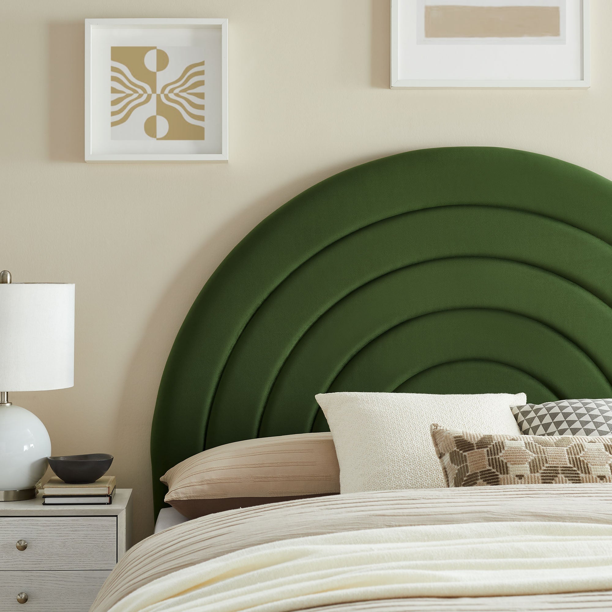 Solana Arched Performance Velvet Queen Headboard