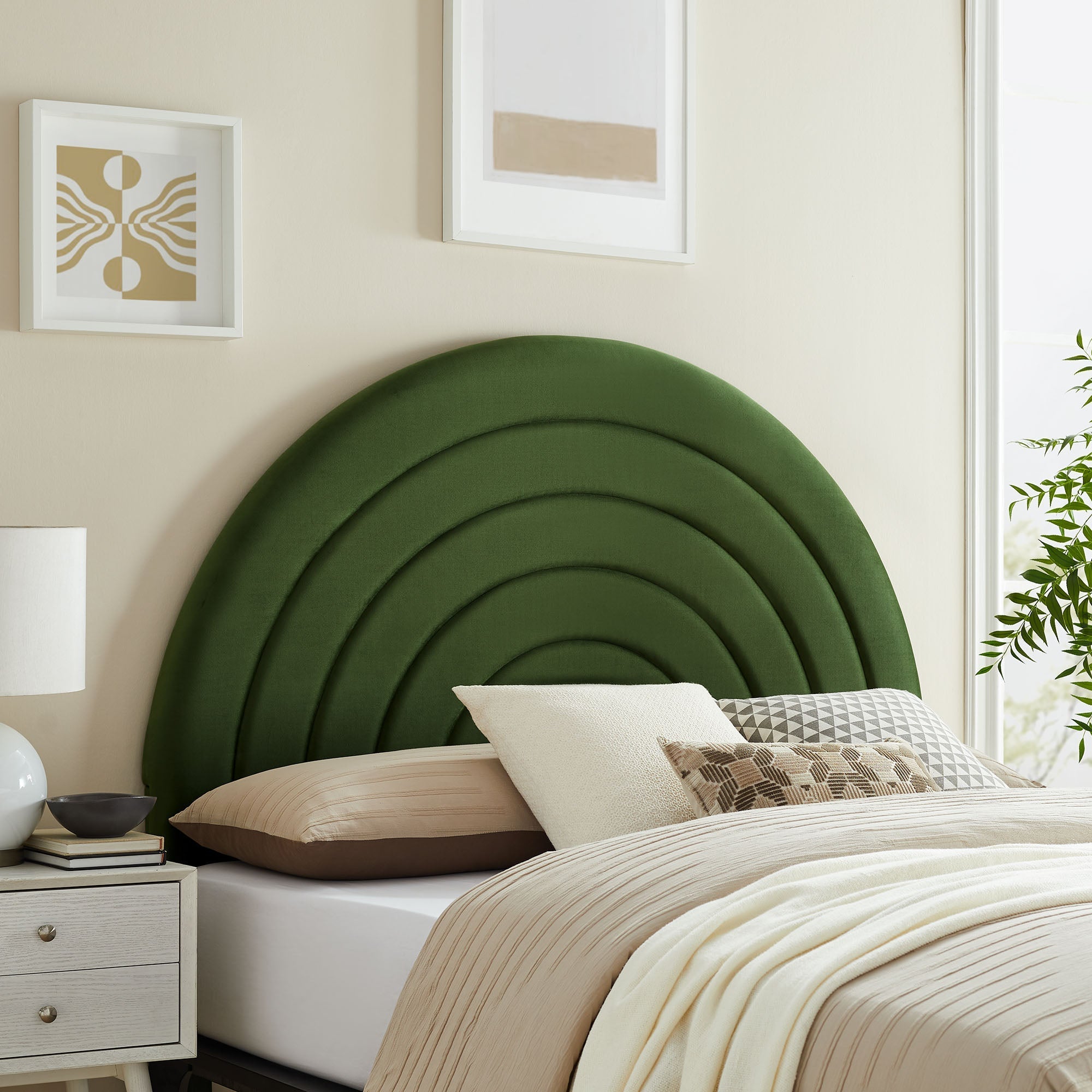 Solana Arched Performance Velvet Queen Headboard