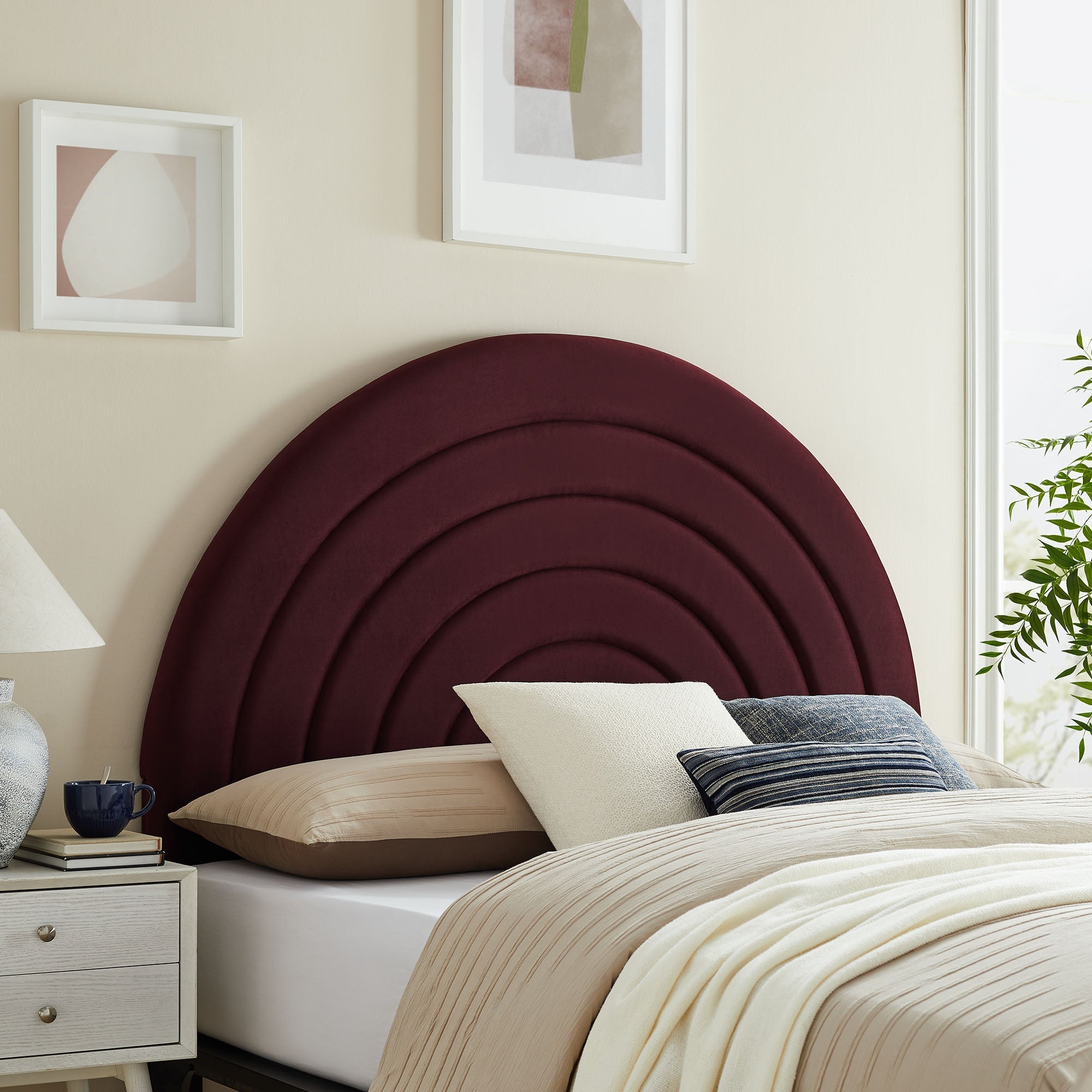 Solana Arched Performance Velvet Queen Headboard