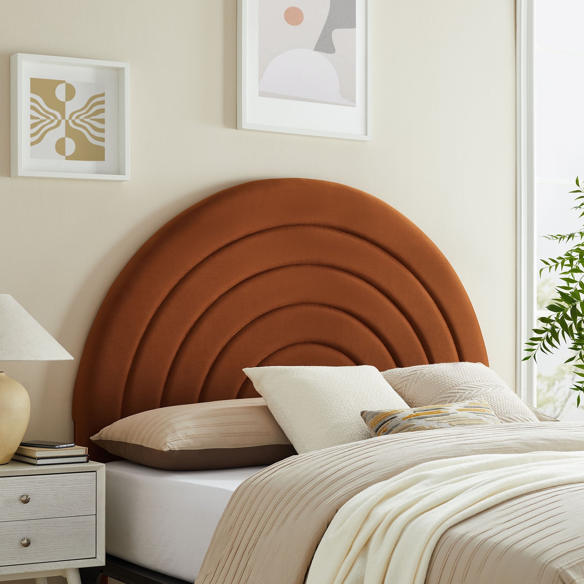 Solana Arched Performance Velvet Queen Headboard