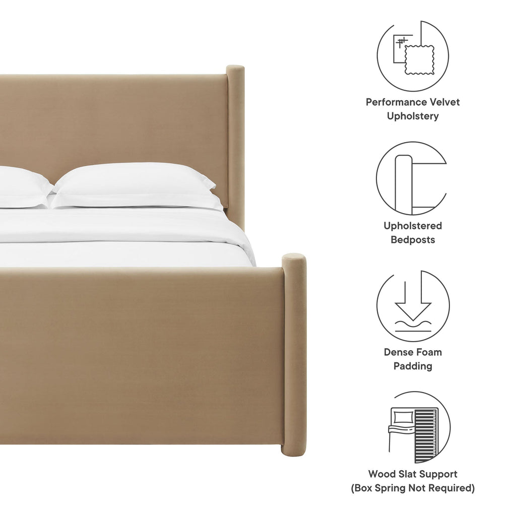 Rael Performance Velvet Queen Platform Bed by Modway