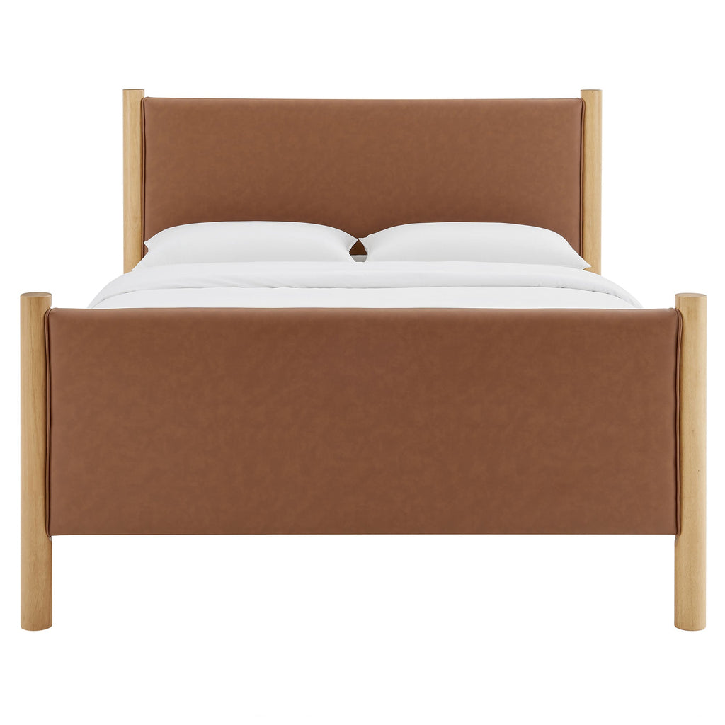 Maven Queen Size Vegan Leather Upholstered Platform Bed