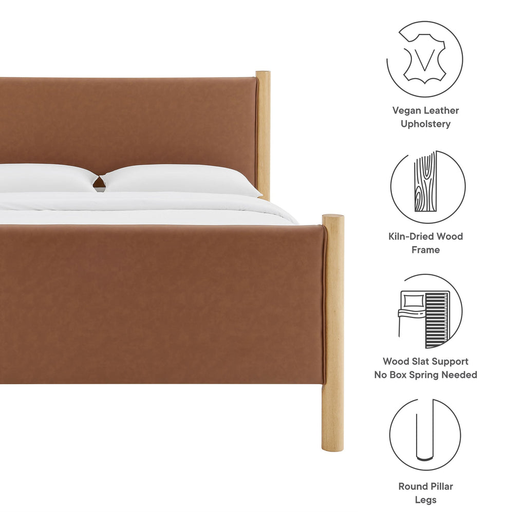Maven Queen Size Vegan Leather Upholstered Platform Bed