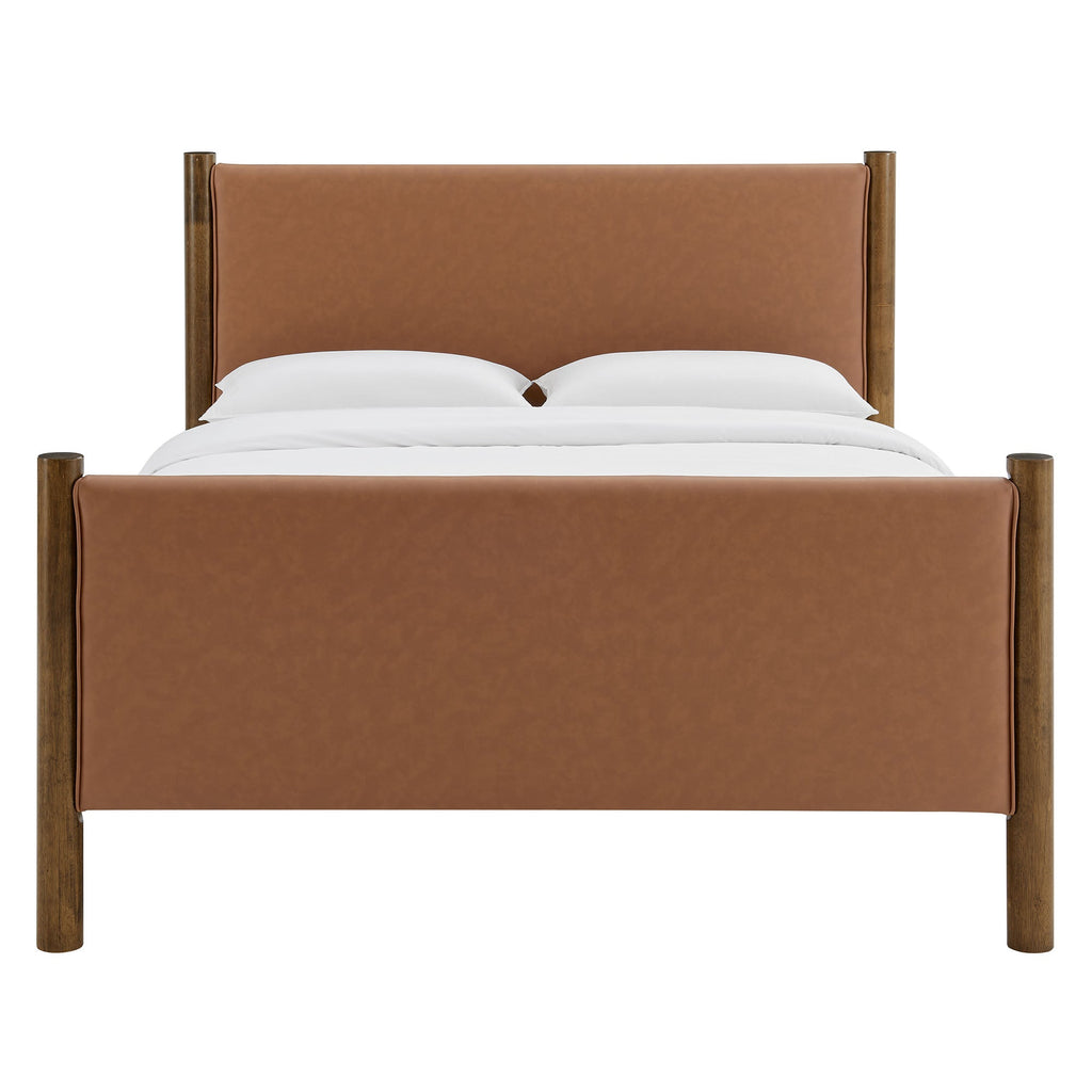 Maven Queen Size Vegan Leather Upholstered Platform Bed