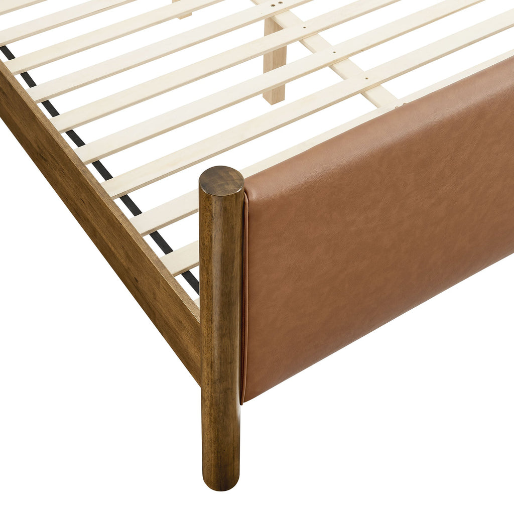 Maven Queen Size Vegan Leather Upholstered Platform Bed