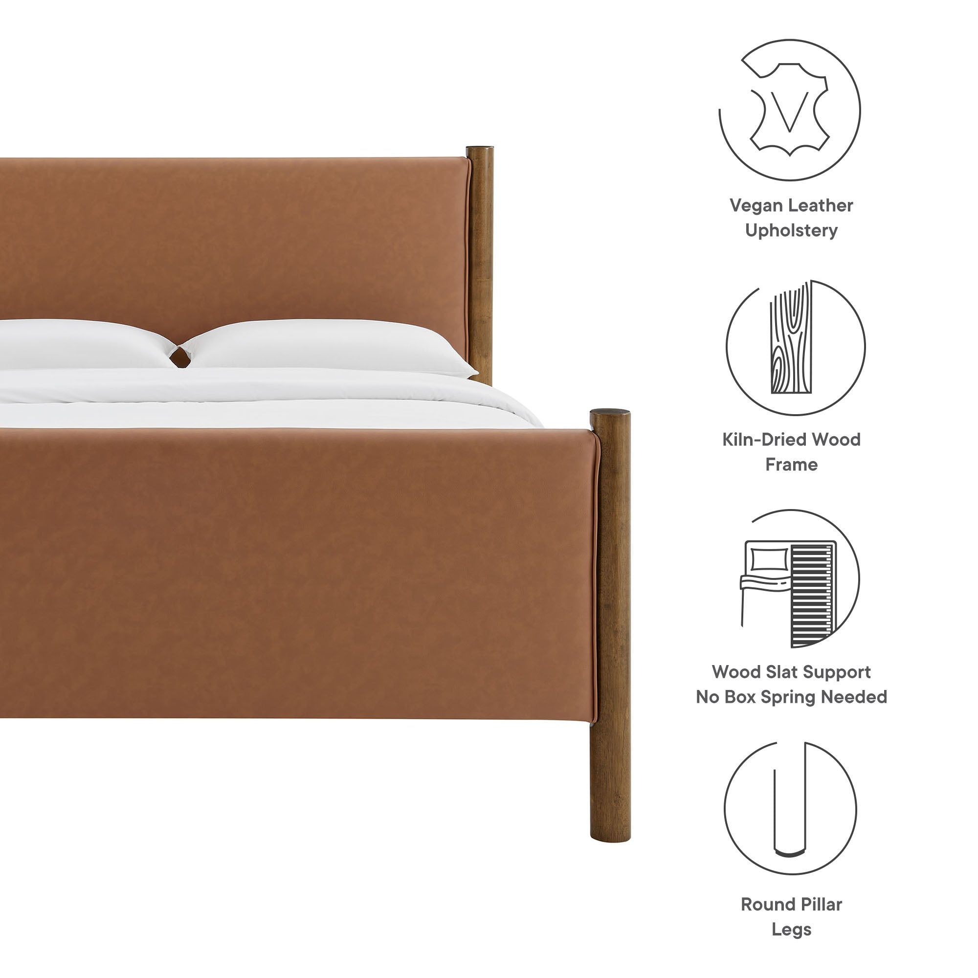 Maven Queen Size Vegan Leather Upholstered Platform Bed