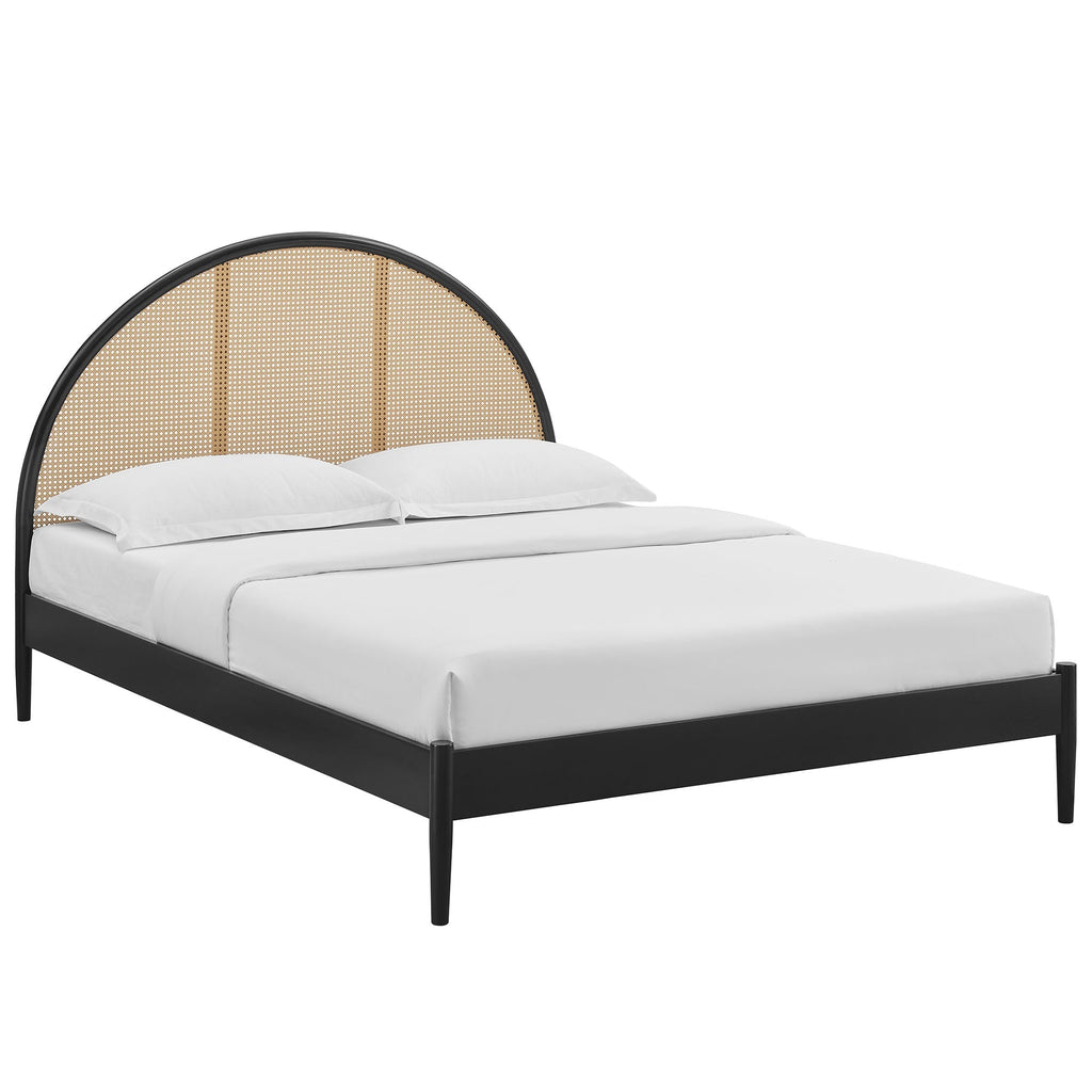 Odette Queen Arched Rattan Cane Platform Bed by Modway