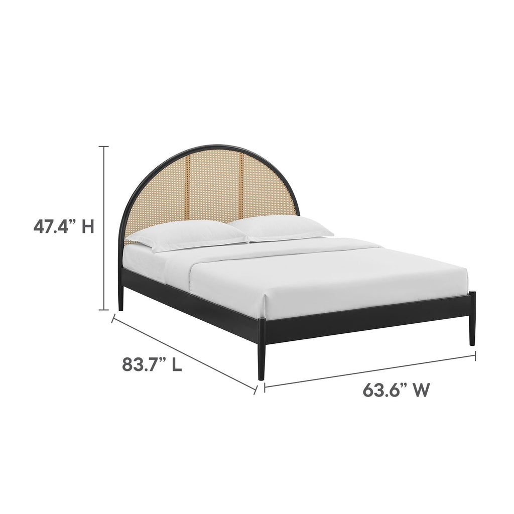 Odette Queen Arched Rattan Cane Platform Bed by Modway