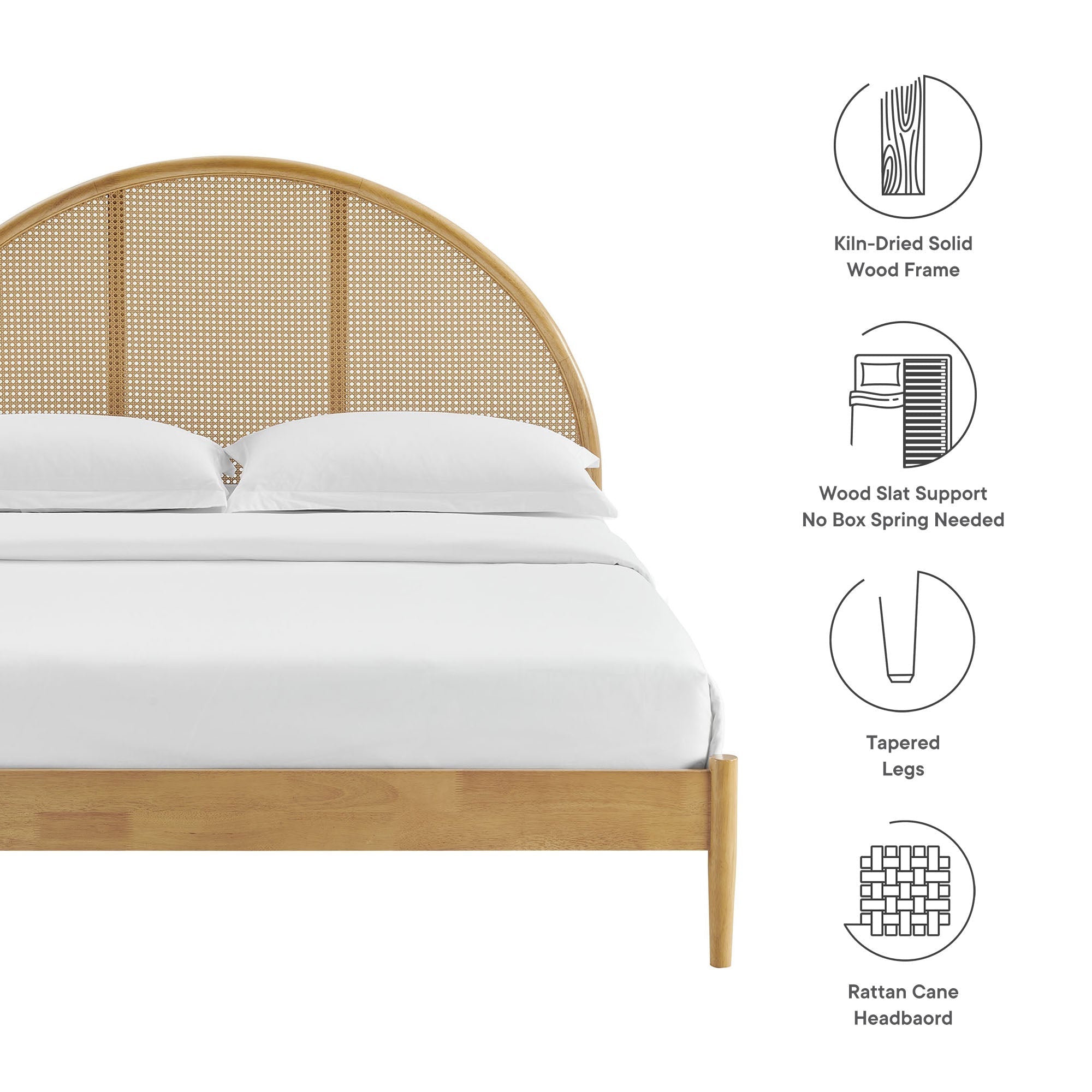 Odette Queen Arched Rattan Cane Platform Bed by Modway