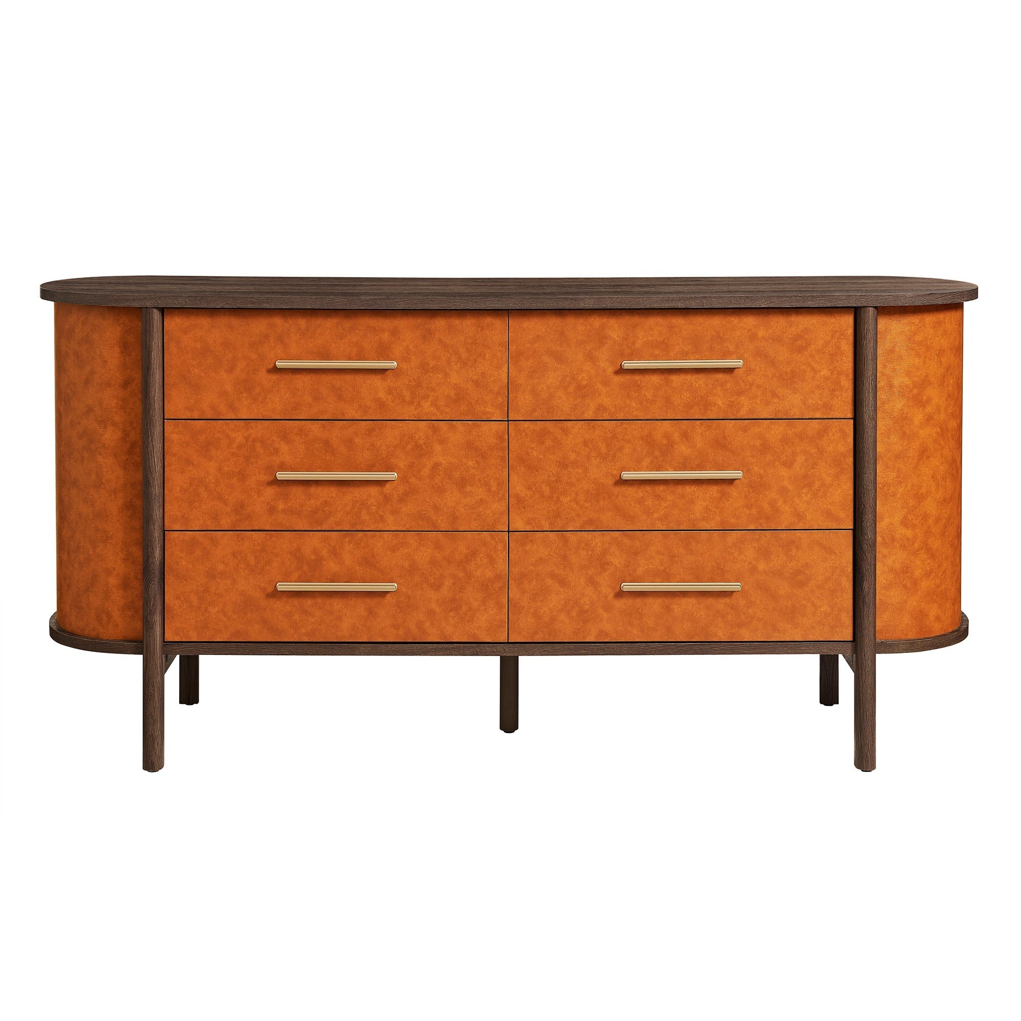 Coralie Curved 6-Drawer Vegan Leather Oval Dresser by Modway