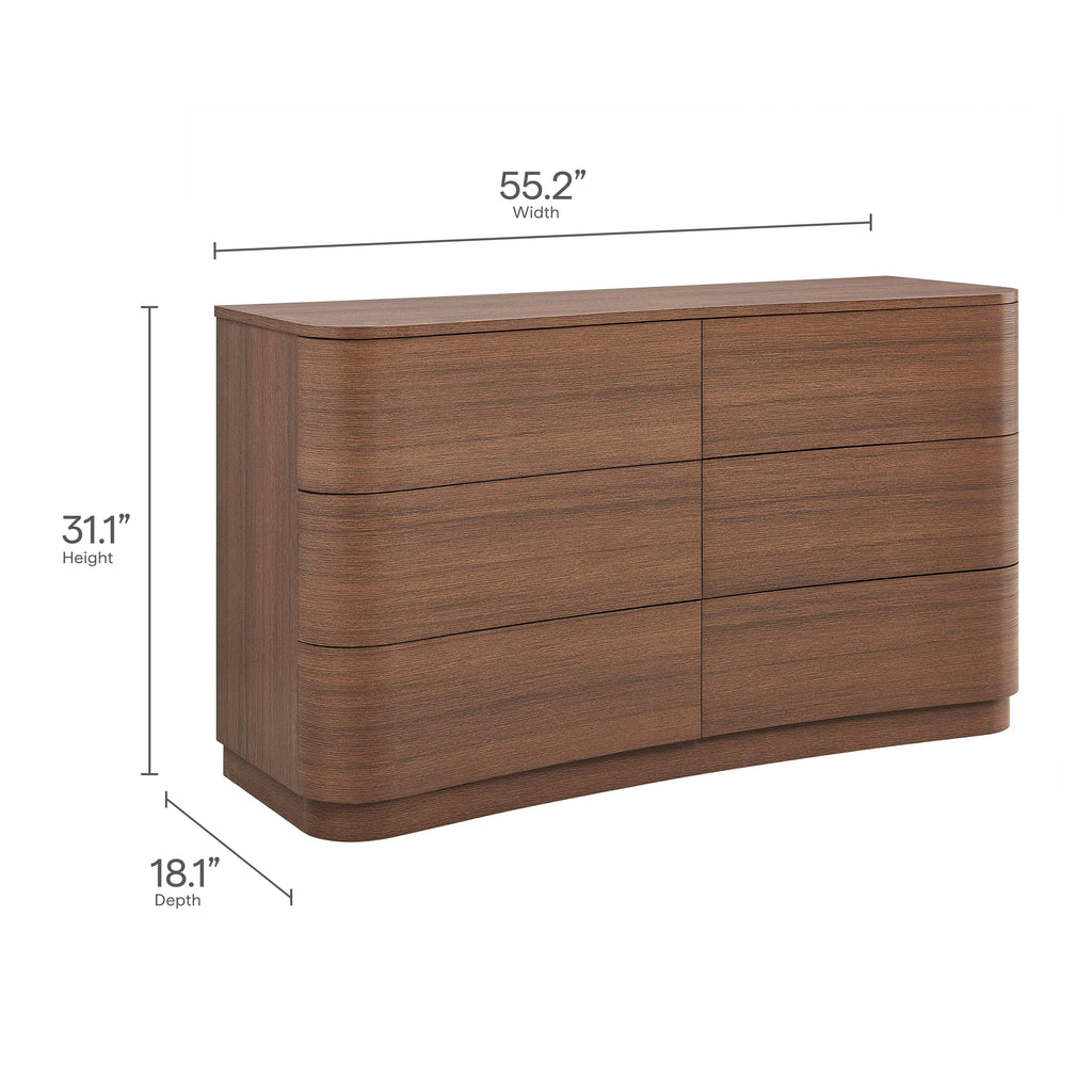 Mirae 6-Drawer Curved Dresser by Modway