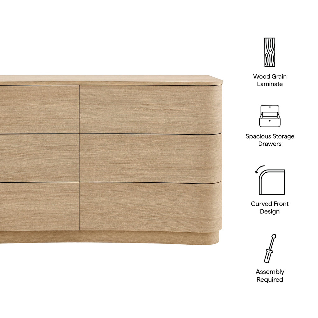 Mirae 6-Drawer Curved Dresser by Modway