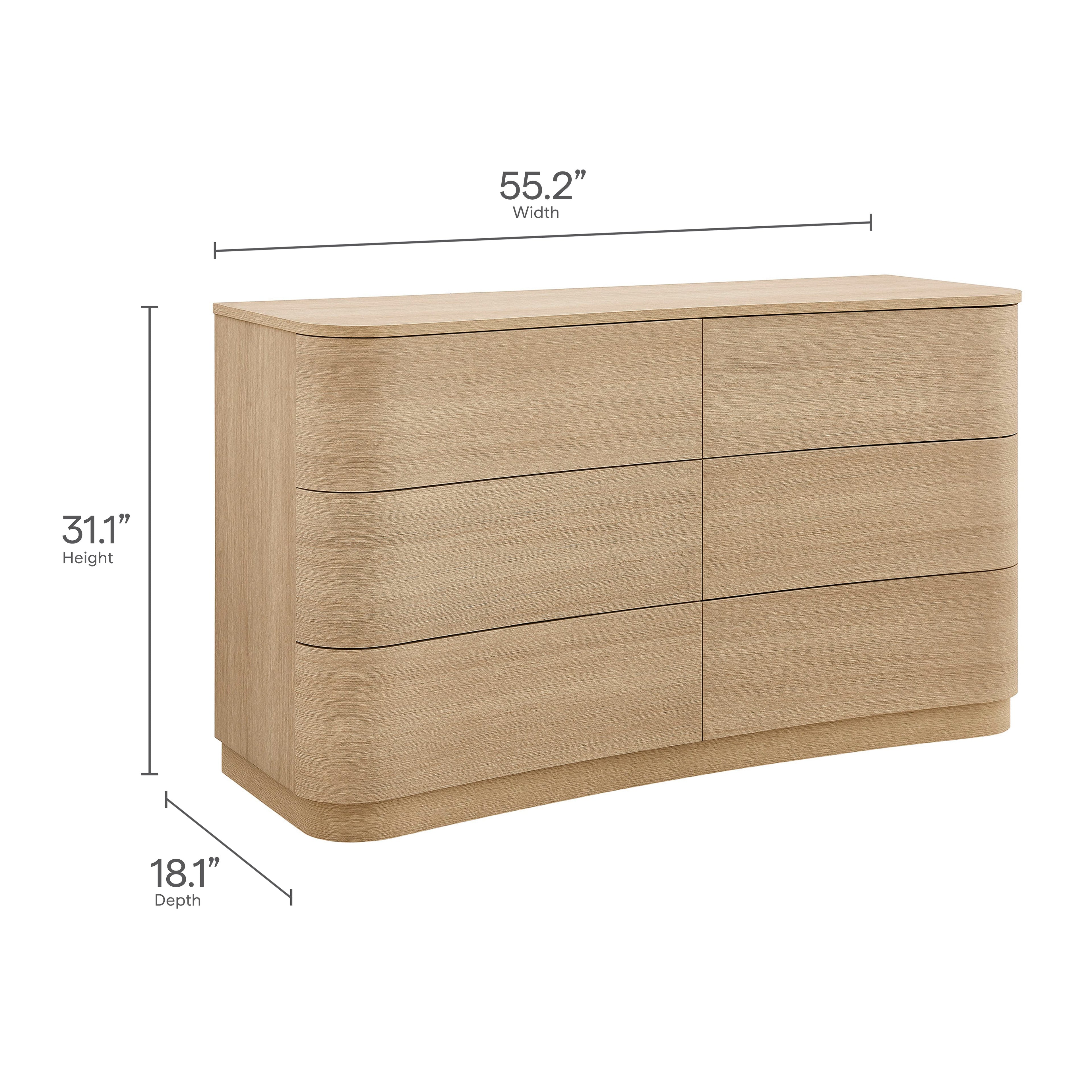 Mirae 6-Drawer Curved Dresser by Modway