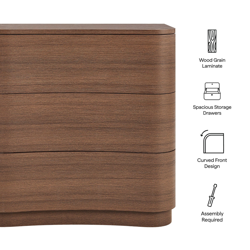 Mirae 3-Drawer Curved Compact Dresser by Modway