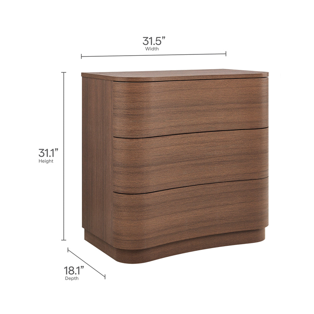 Mirae 3-Drawer Curved Compact Dresser by Modway