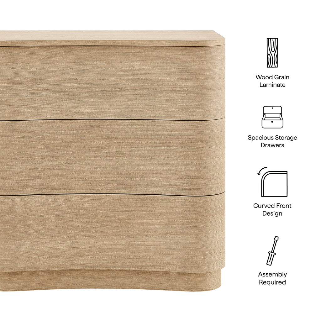 Mirae 3-Drawer Curved Compact Dresser by Modway