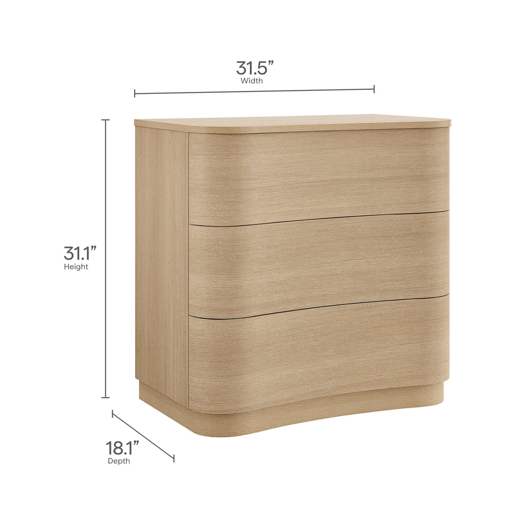 Mirae 3-Drawer Curved Compact Dresser by Modway