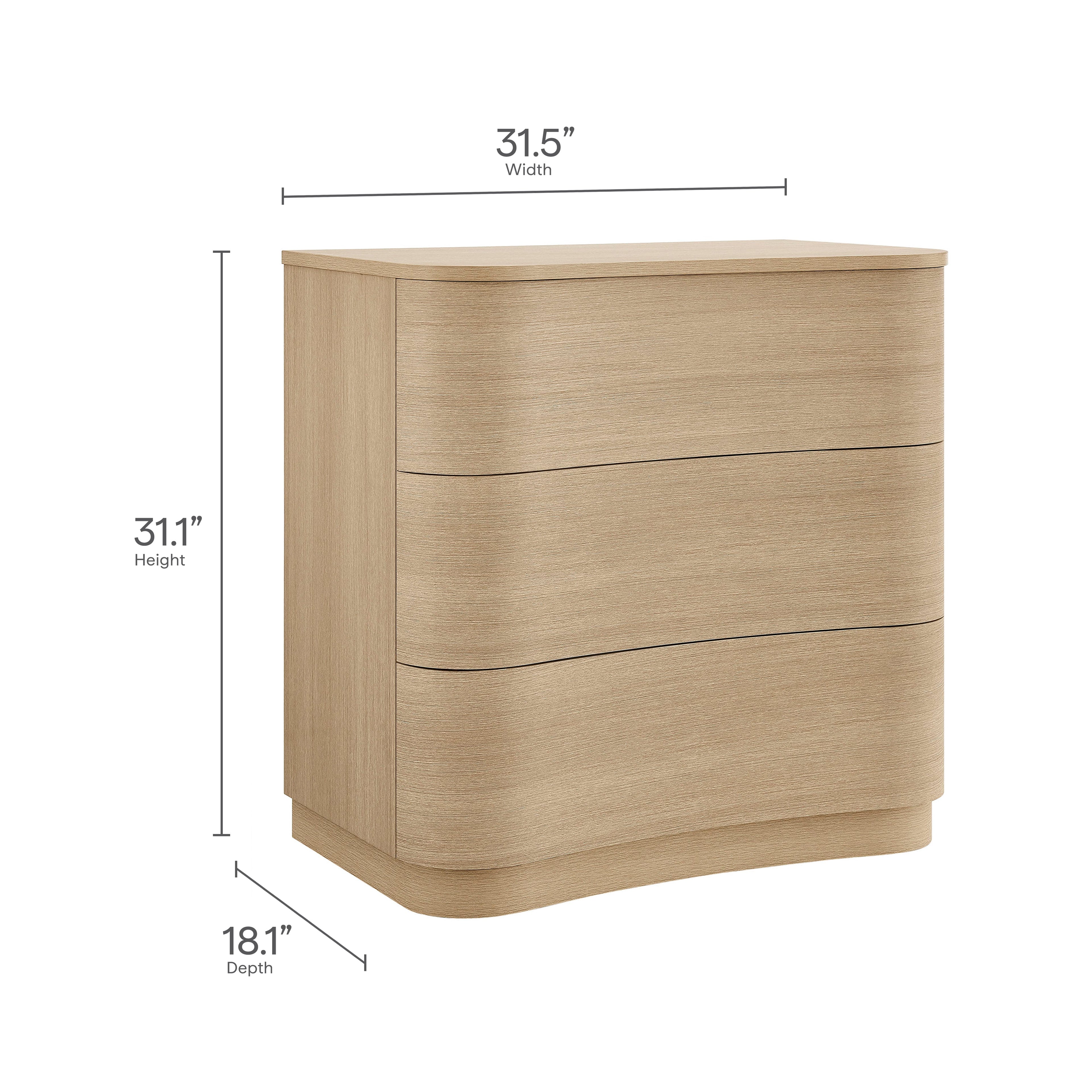 Mirae 3-Drawer Curved Compact Dresser by Modway