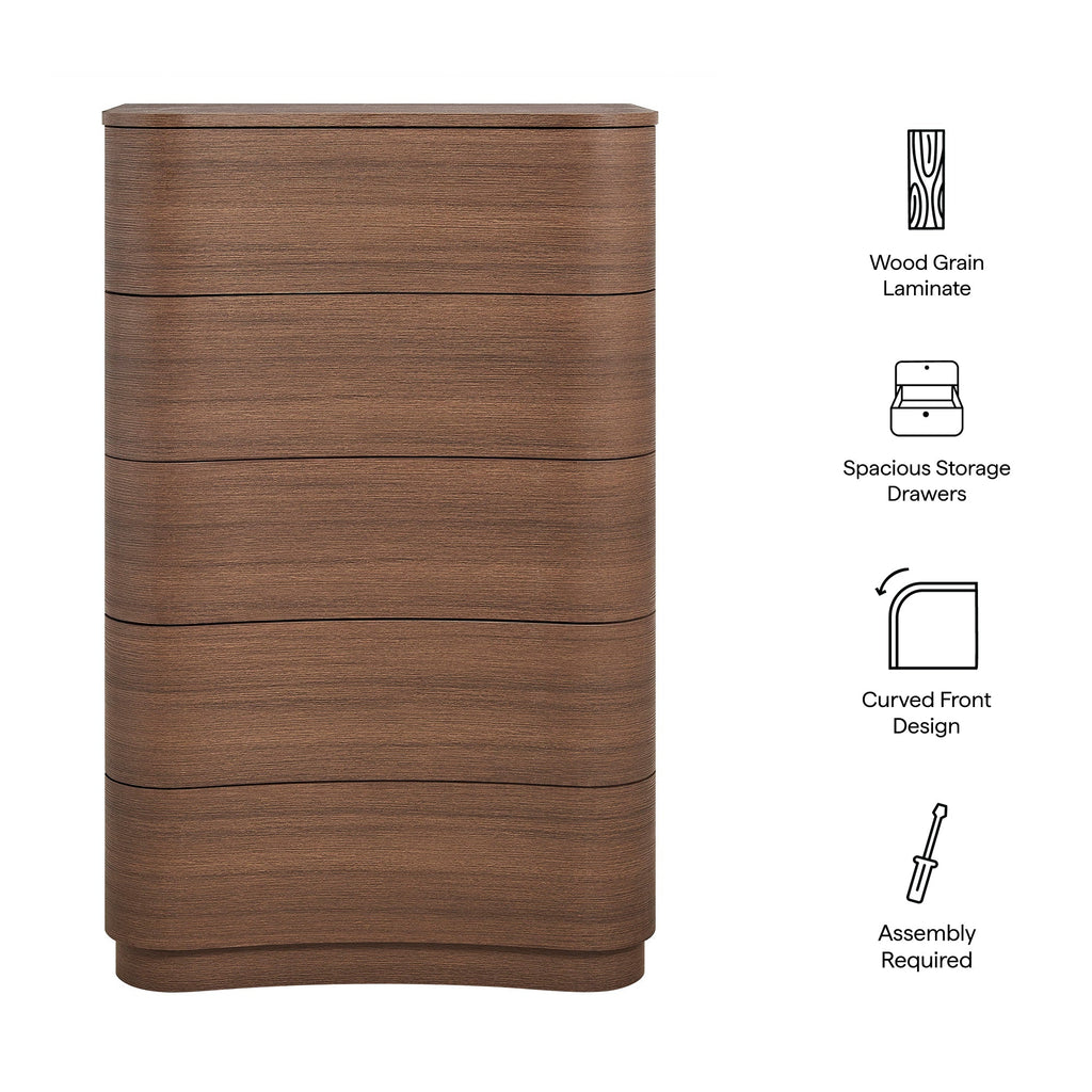 Mirae 5-Drawer Curved Dresser Chest by Modway