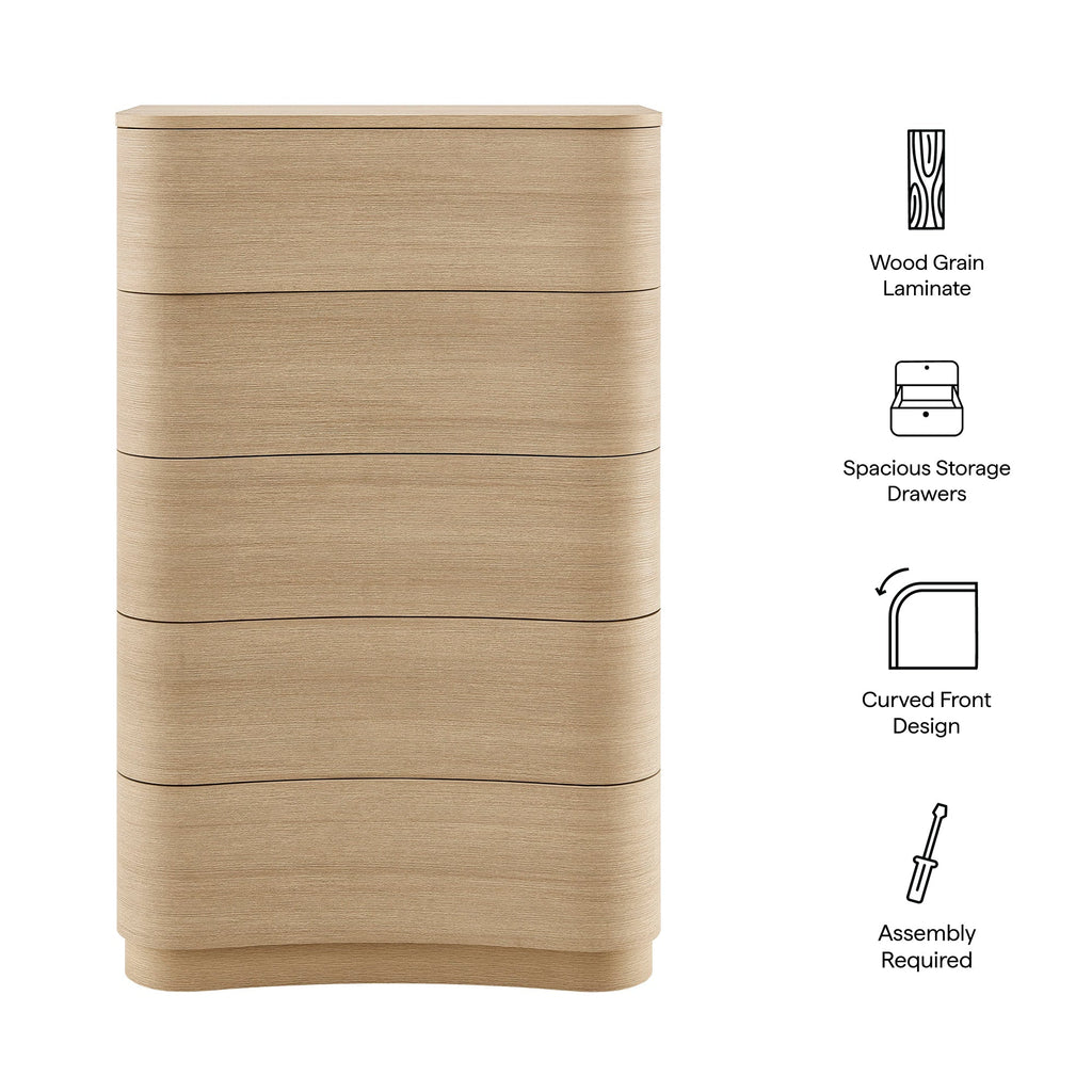 Mirae 5-Drawer Curved Dresser Chest by Modway