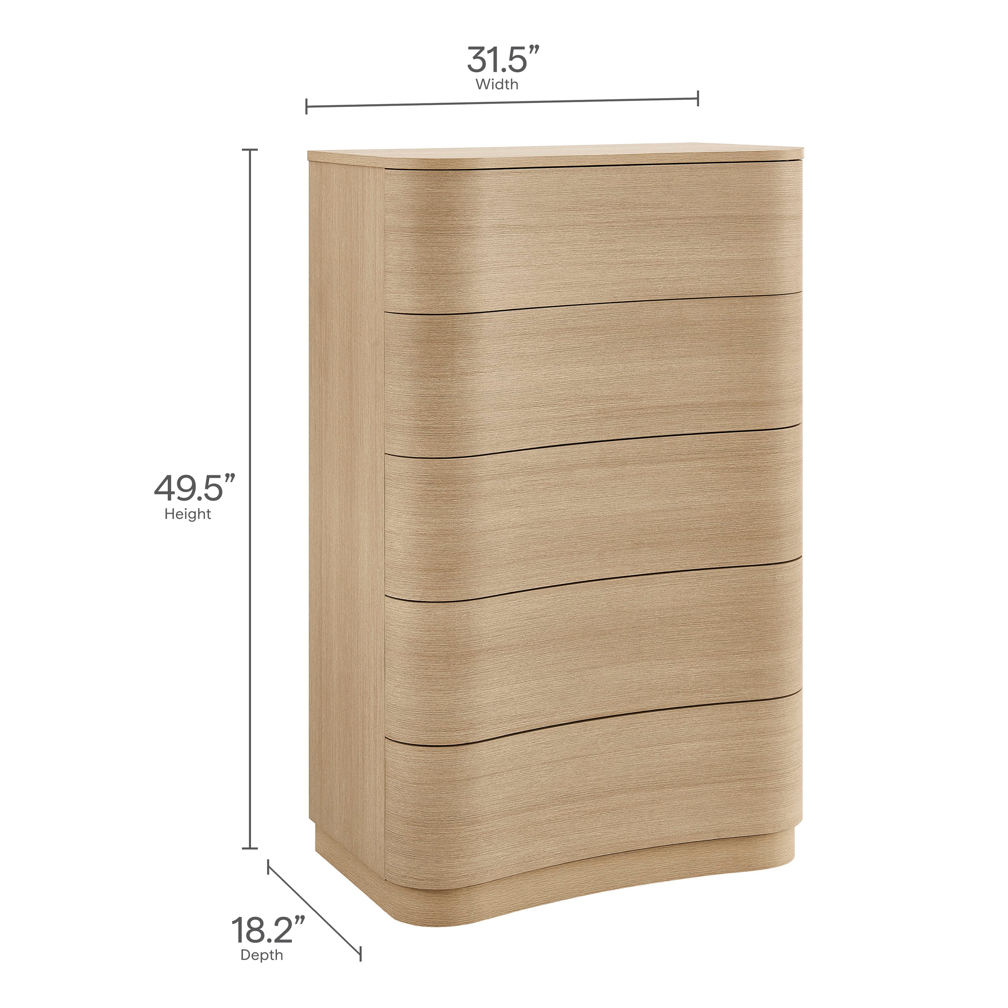 Mirae 5-Drawer Curved Dresser Chest by Modway
