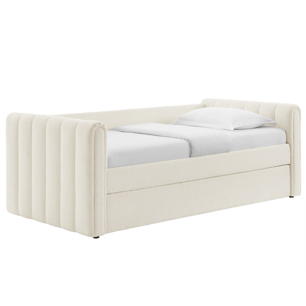 Veyla Channel Tufted Boucle Twin Daybed with Trundle by Modway